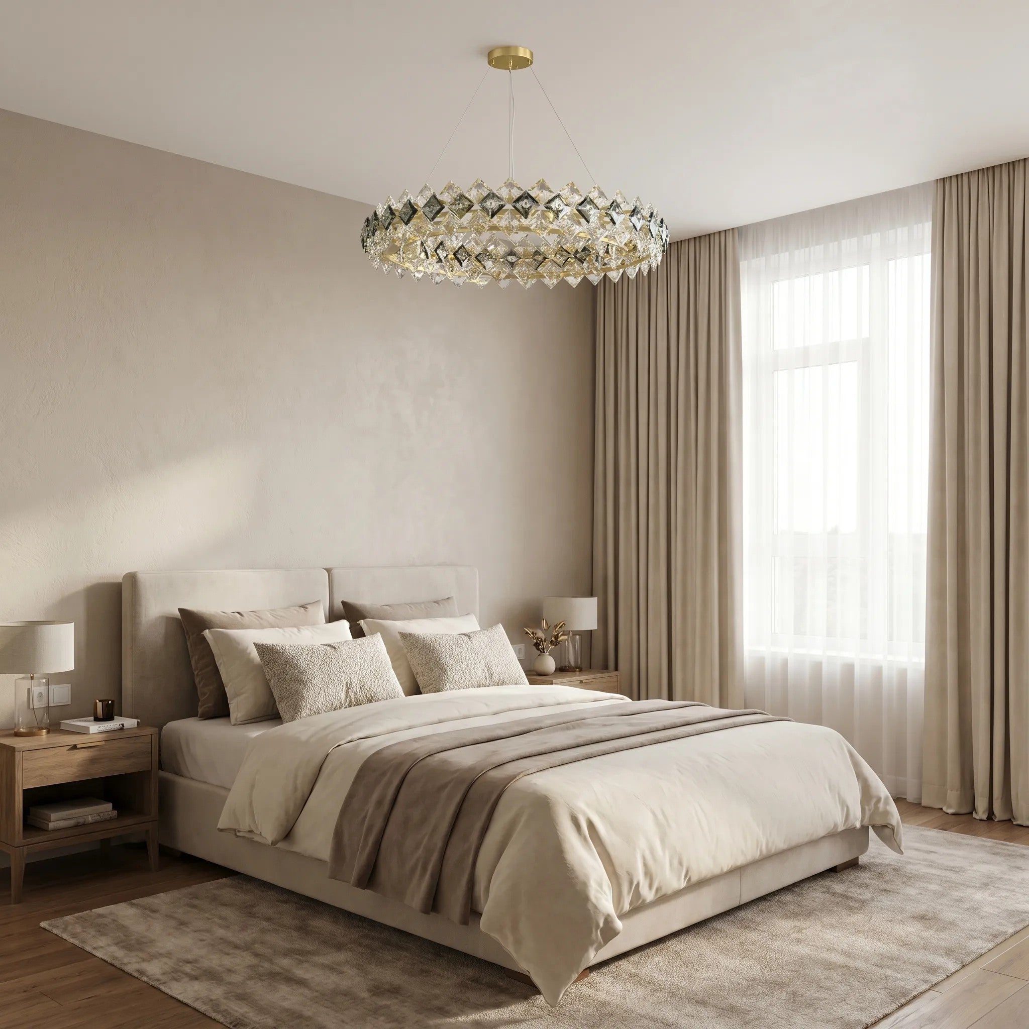 Lampa Wisząca Z Kryształami SWE094-CP 60cm Złota 2