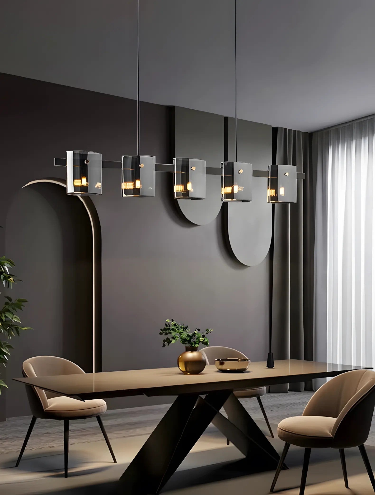 LAMPA WISZĄCA 5-punktowa APP1706-5CP GREY G9 2