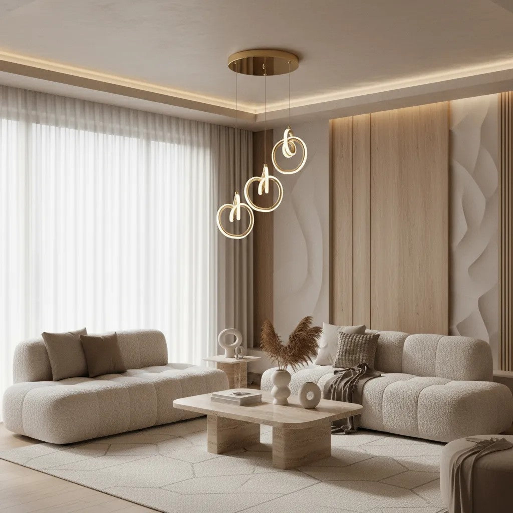 LAMPA SUFITOWA WISZĄCA LED LHJ093-3CP ZŁOTA 2
