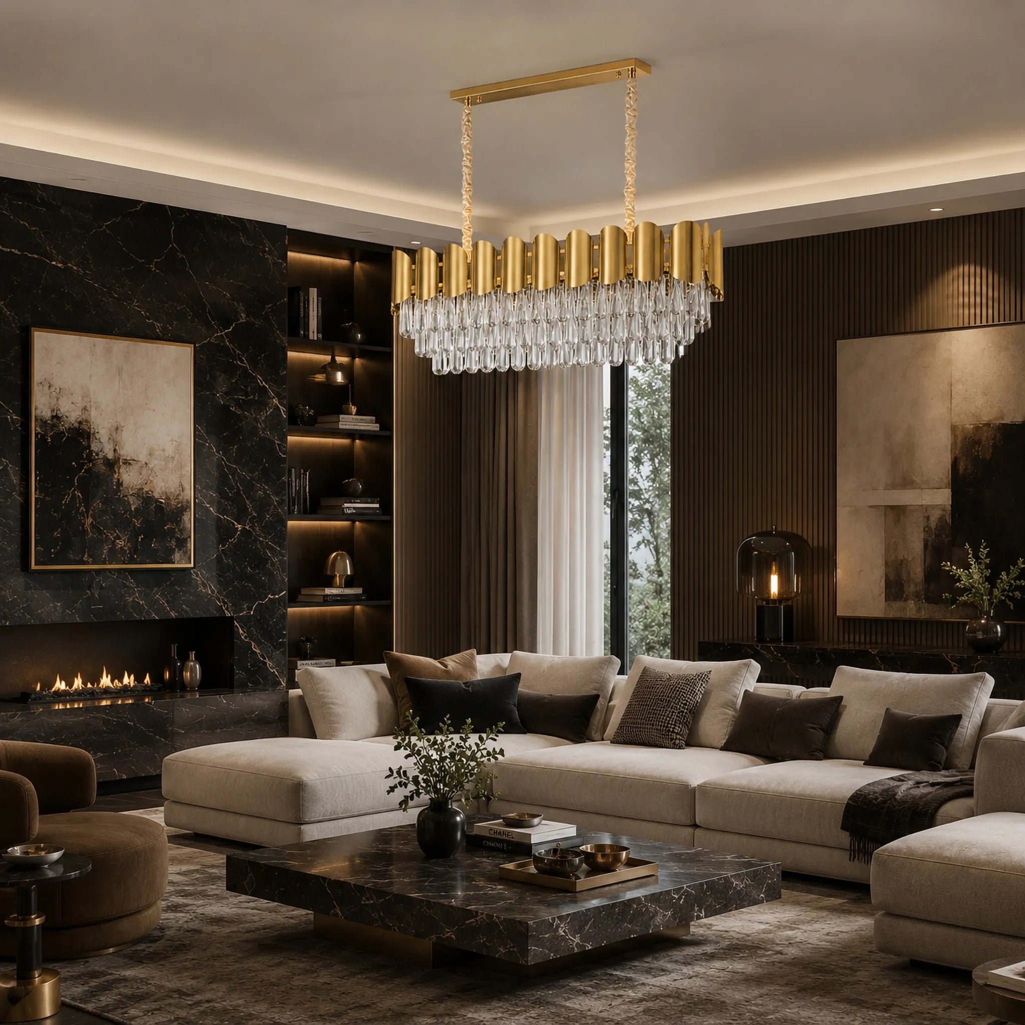 Lampa Wisząca Z Kryształami SWE101-CP Złota 2