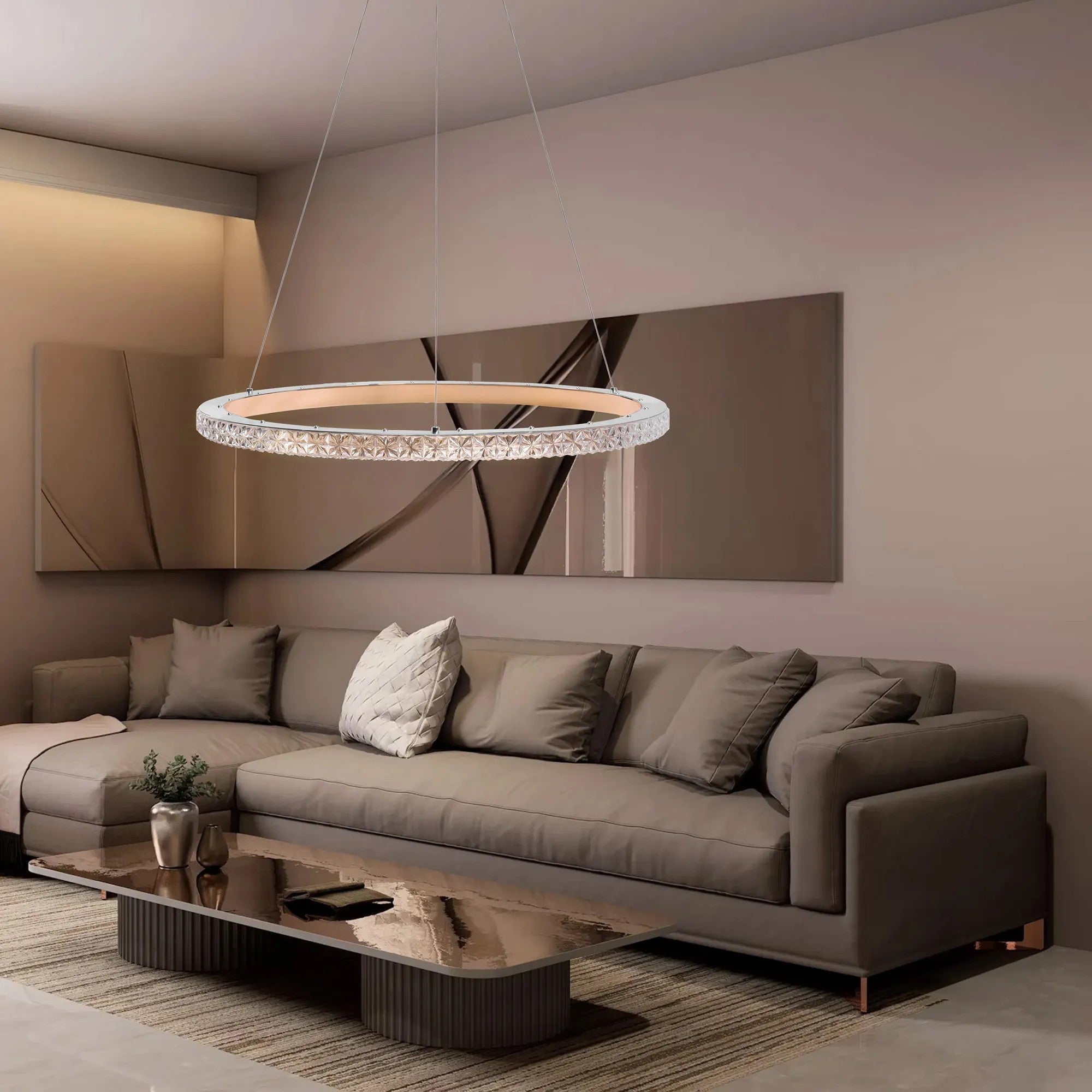 LAMPA WISZĄCA LED MS009-CP Jasne Różowe Złoto 59cm 2