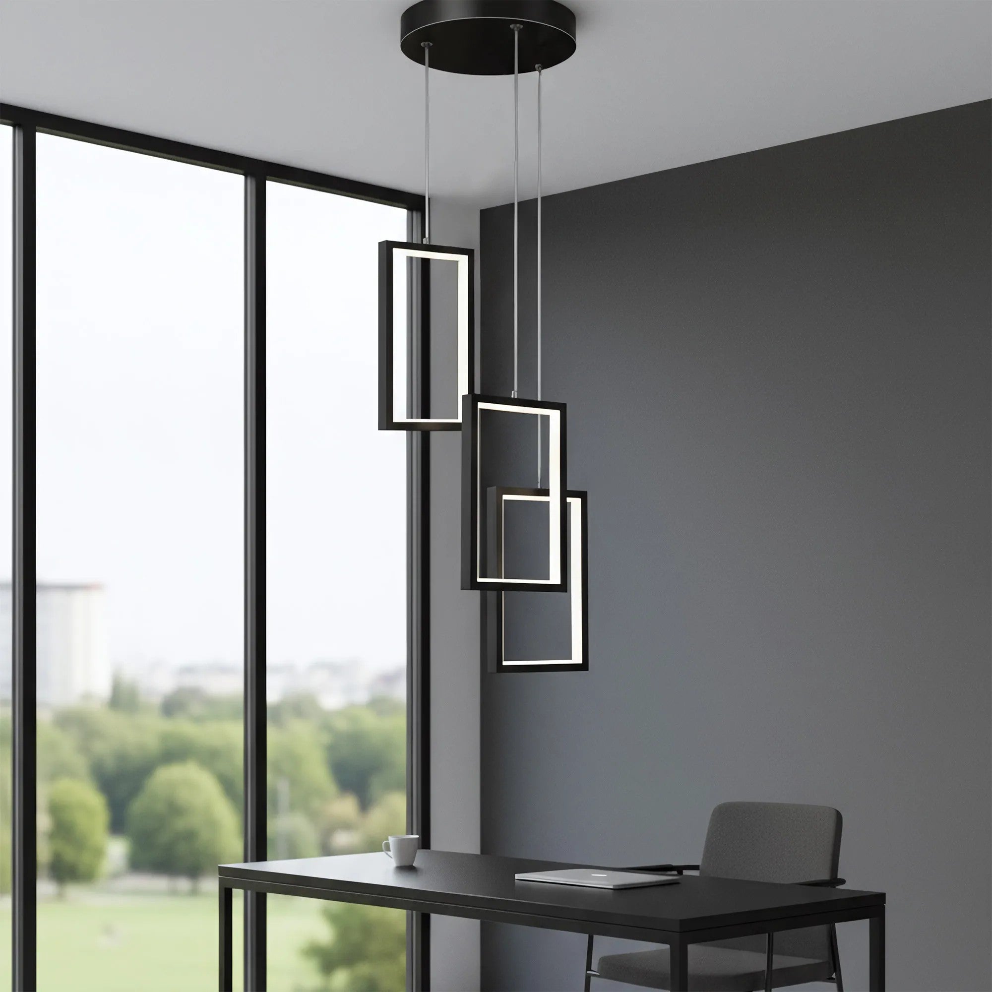 LAMPA SUFITOWA WISZĄCA LED LHJ087-3CP CZARNA 2