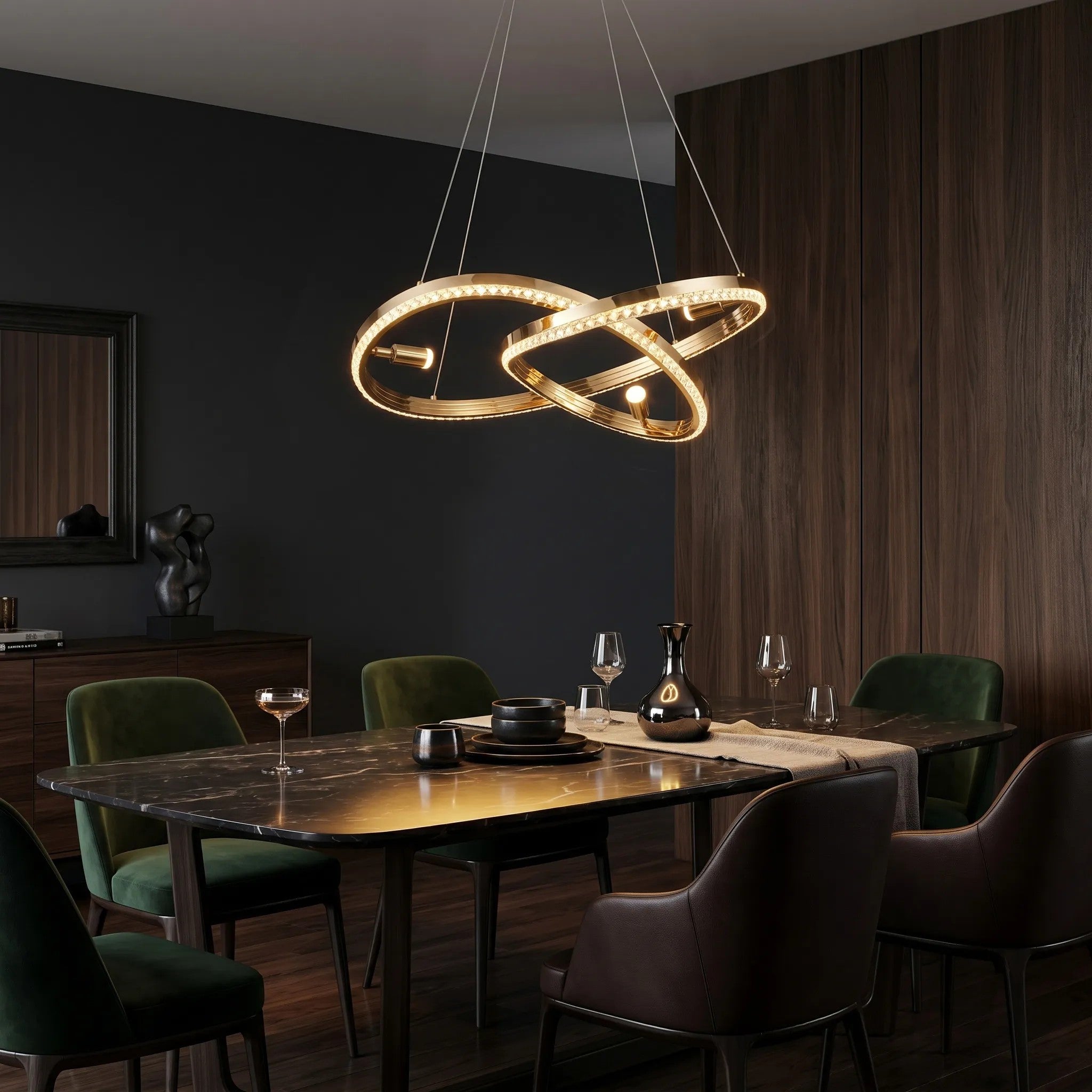 LAMPA SUFITOWA WISZĄCA LED G158-CP ZŁOTA 2