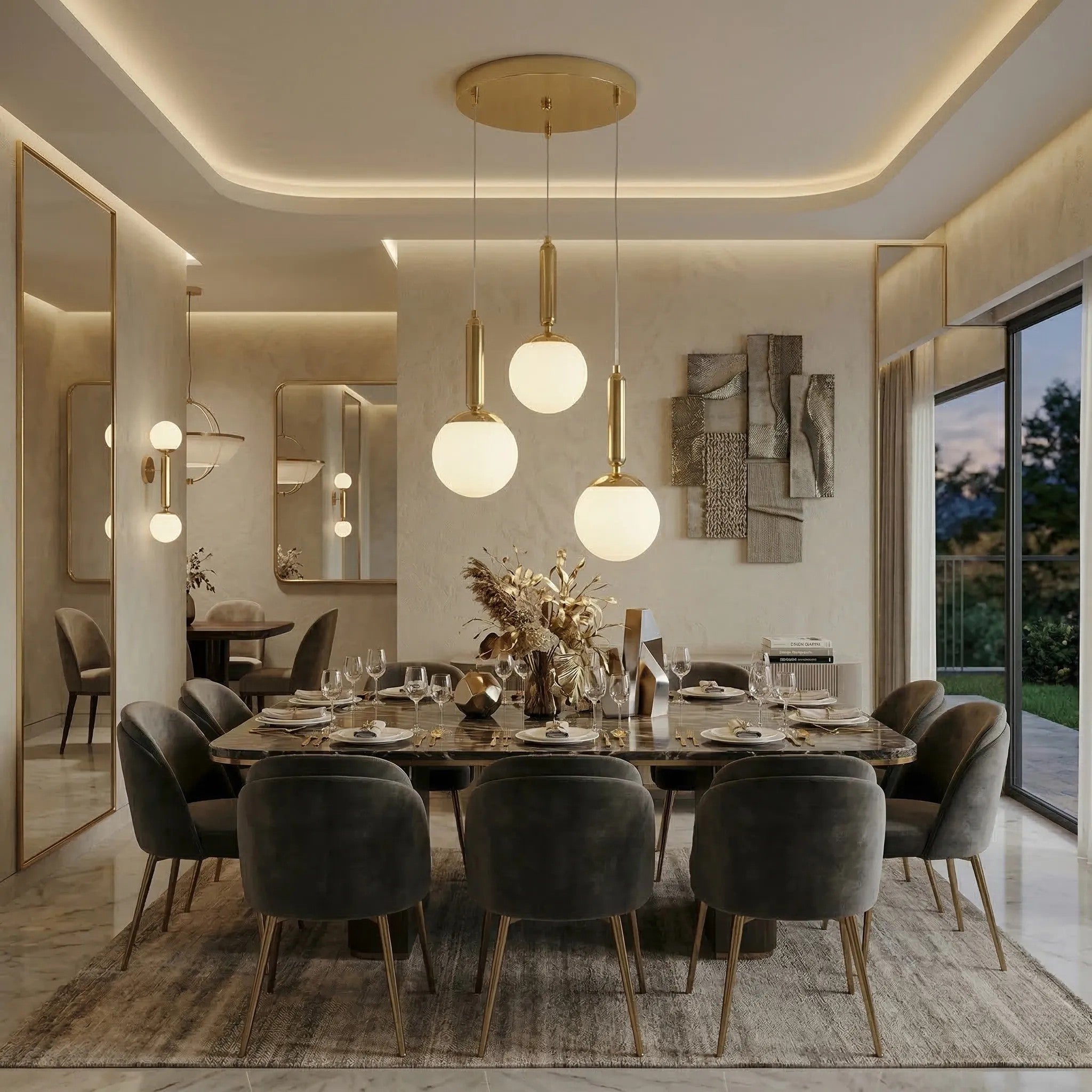 LAMPA SUFITOWA WISZĄCA G179-3CP ZŁOTA 2