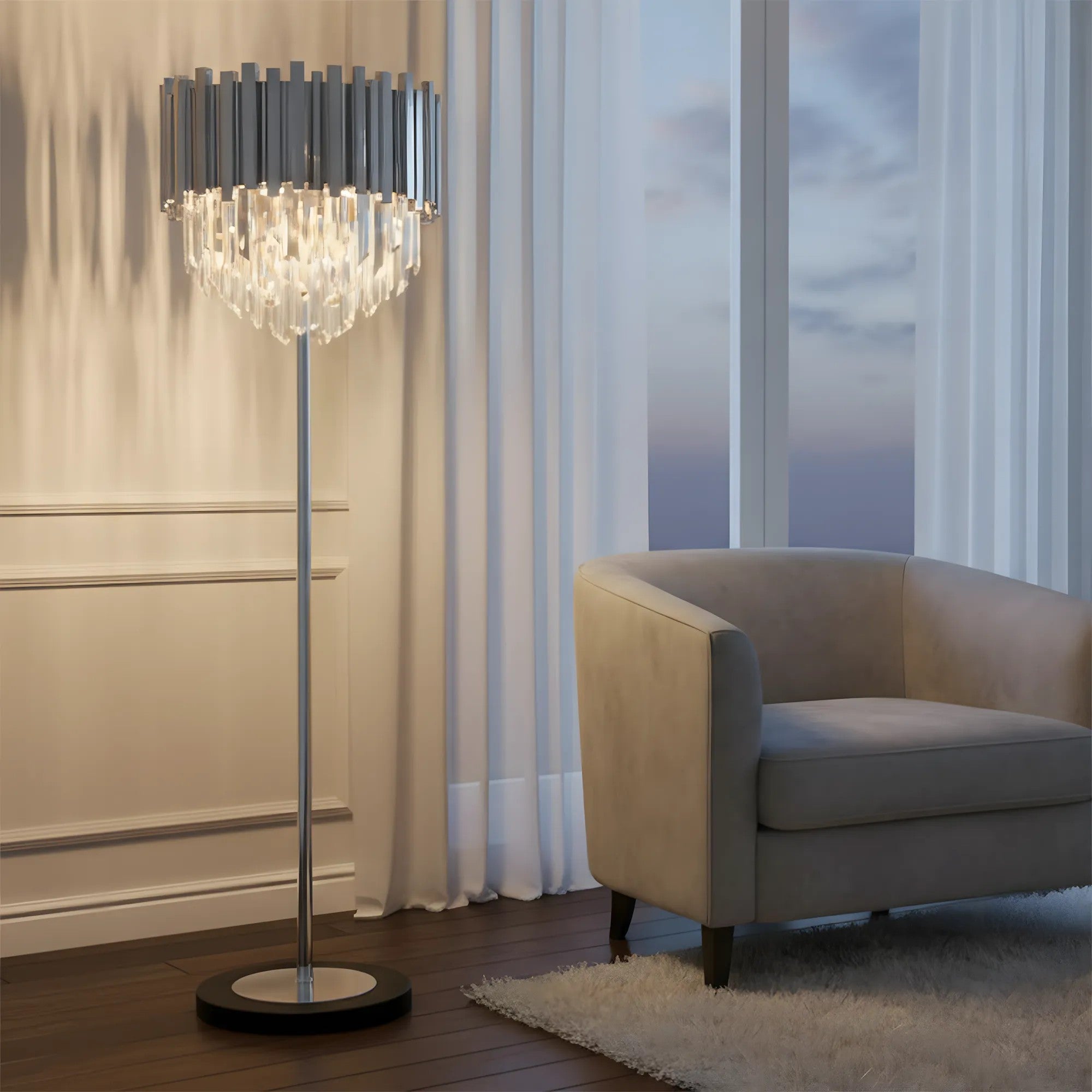 Lampa Stojąca Podłogowa APP1716-3F Chrom 2