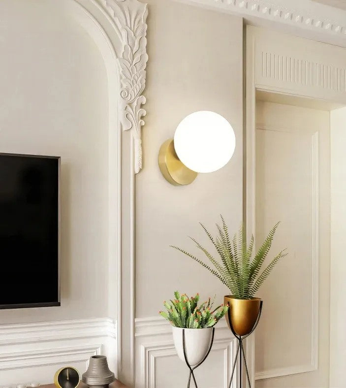 Lampa Ścienna Kinkiet Szklana Kula APP950-1W Złota 2