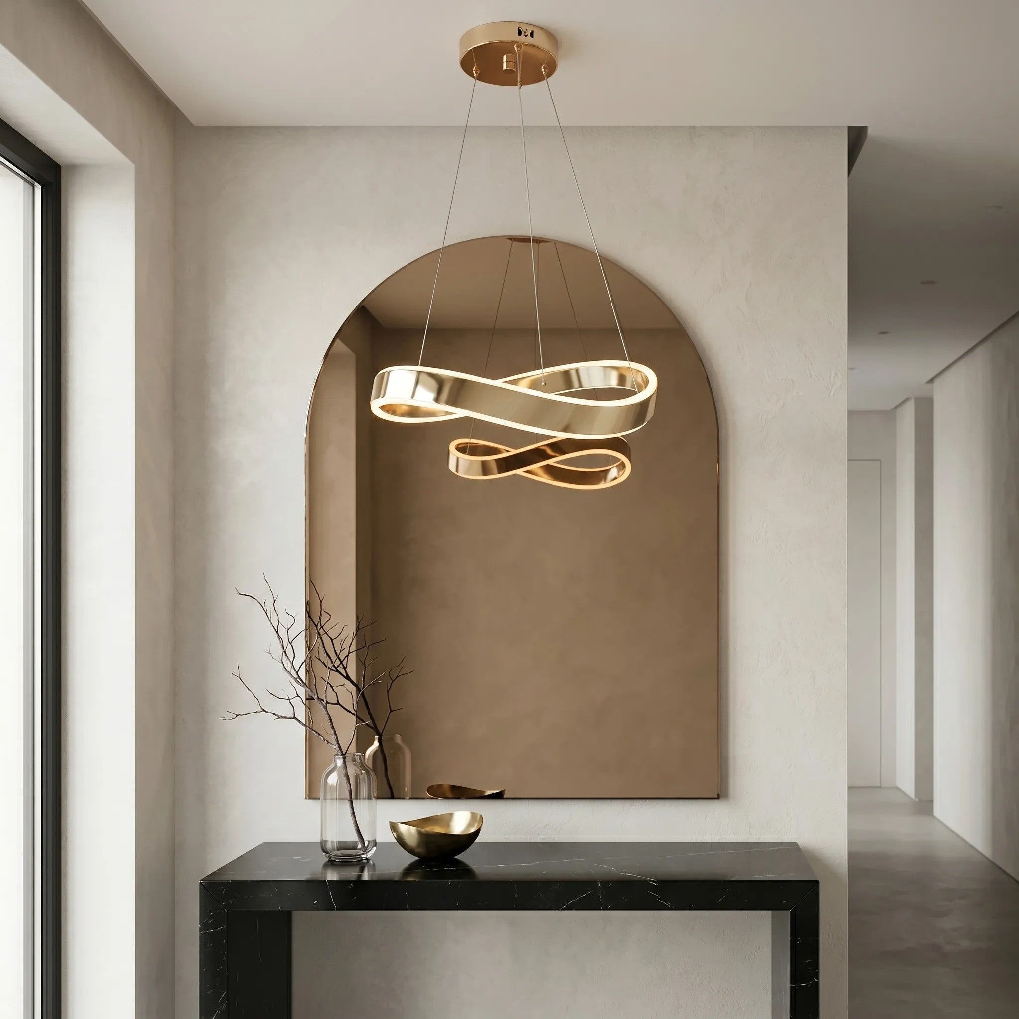 LAMPA SUFITOWA WISZĄCA SWE066-CP 60cm ZŁOTA 2