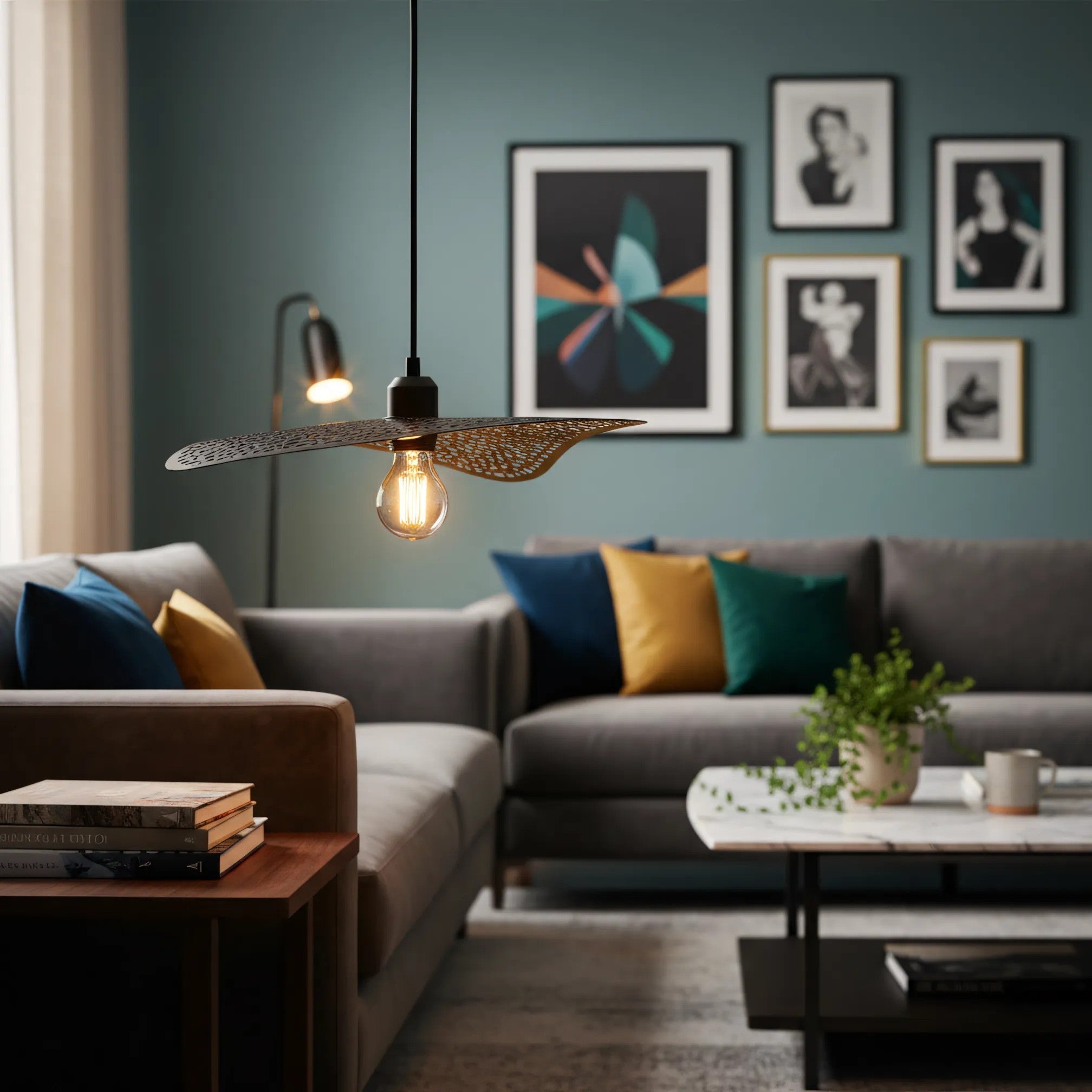 LAMPA SUFITOWA WISZĄCA APP1468-1CP Czarna/stare Złoto 2