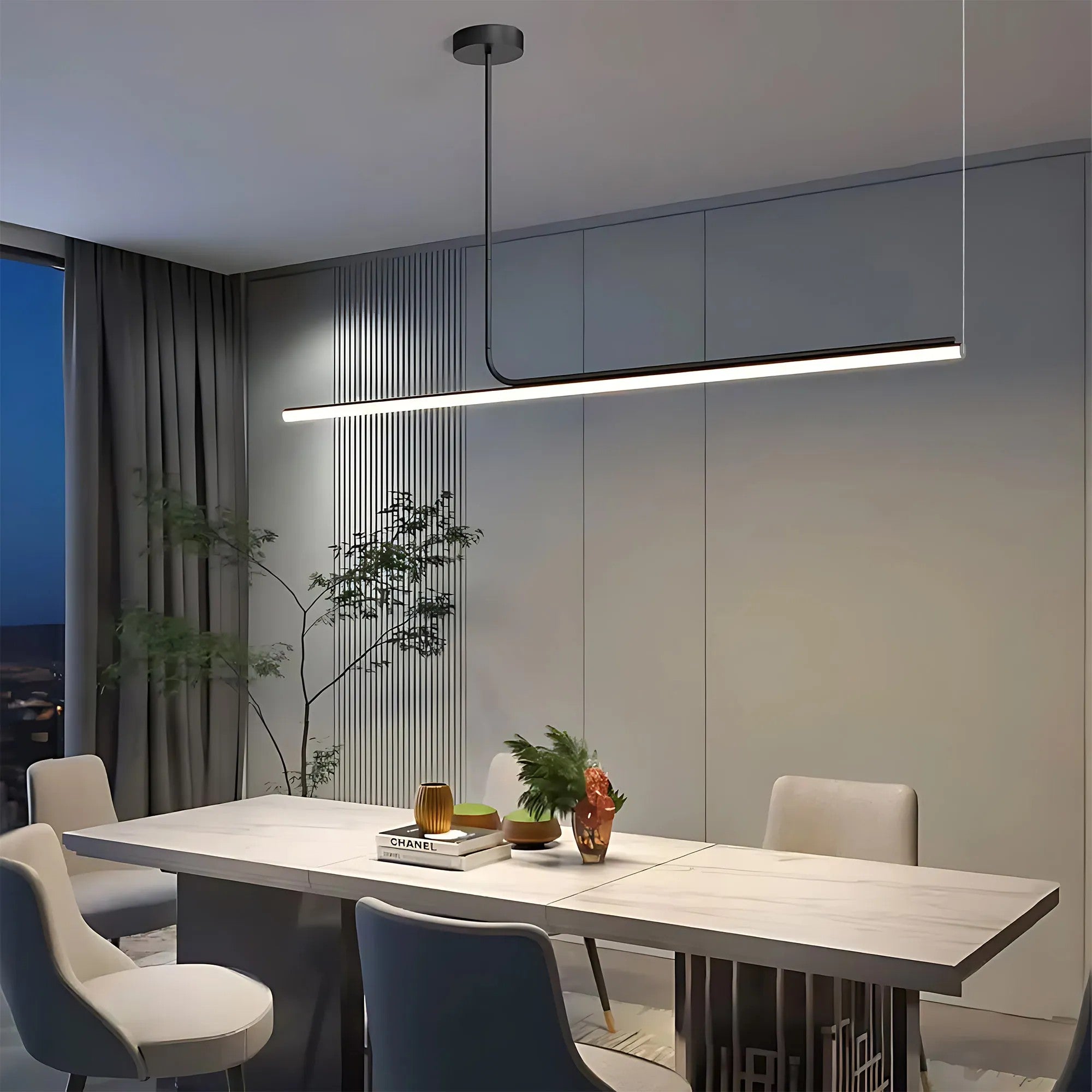 LAMPA SUFITOWA WISZĄCA LED APP1660-CP Black 140cm 2