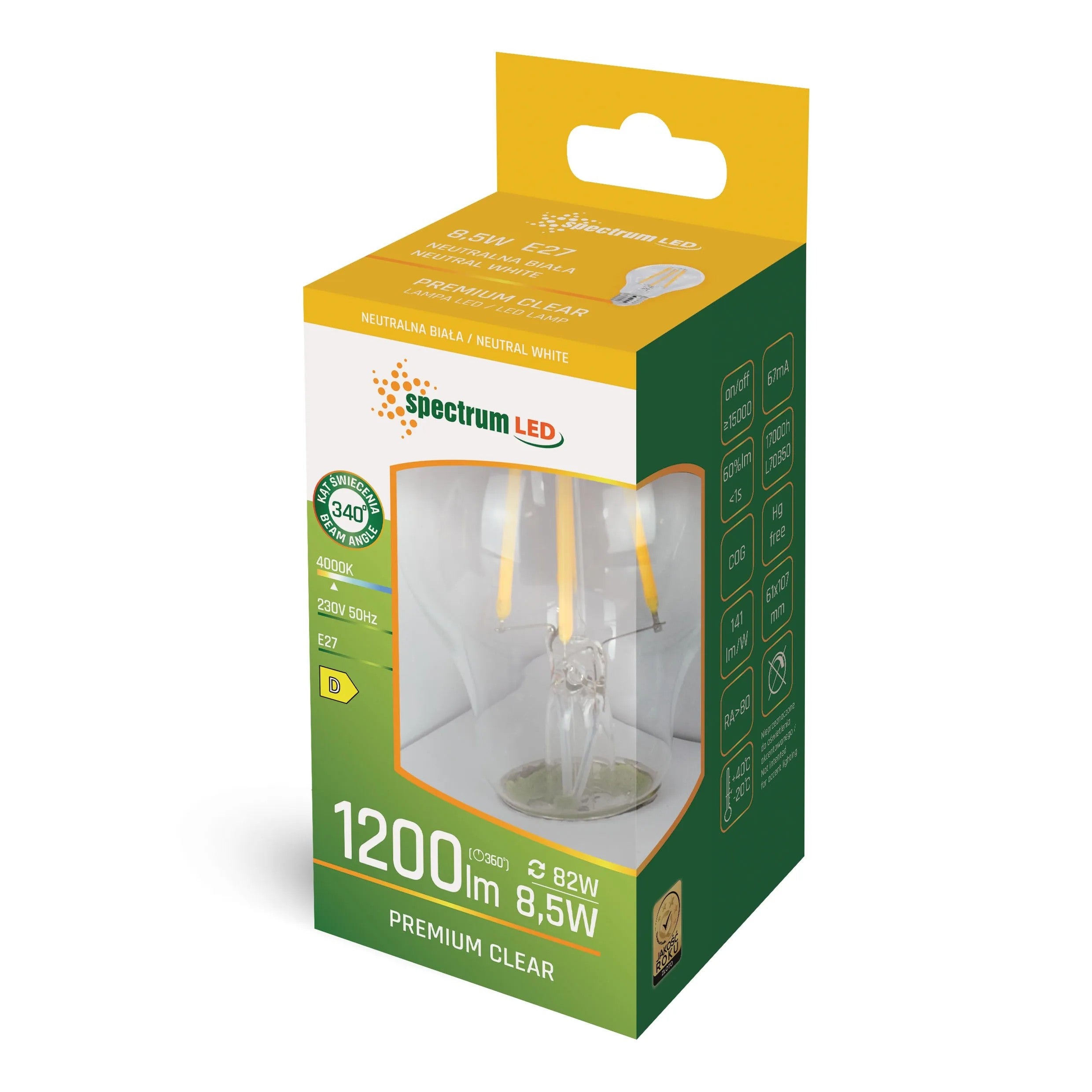 Żarówka LED GLS E-27 8,5W WOJ+14596 2
