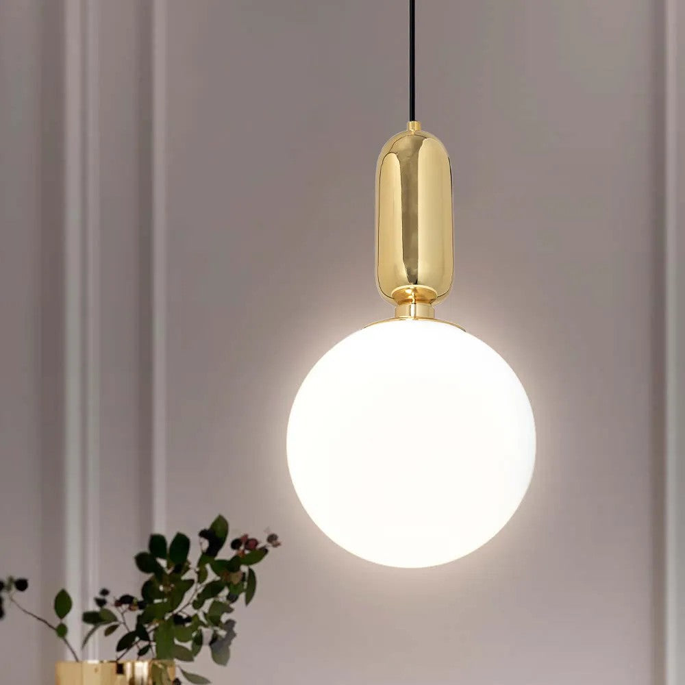 Lampa Sufitowa Wisząca Szklana Metalowa APP474-1CP Złota 2