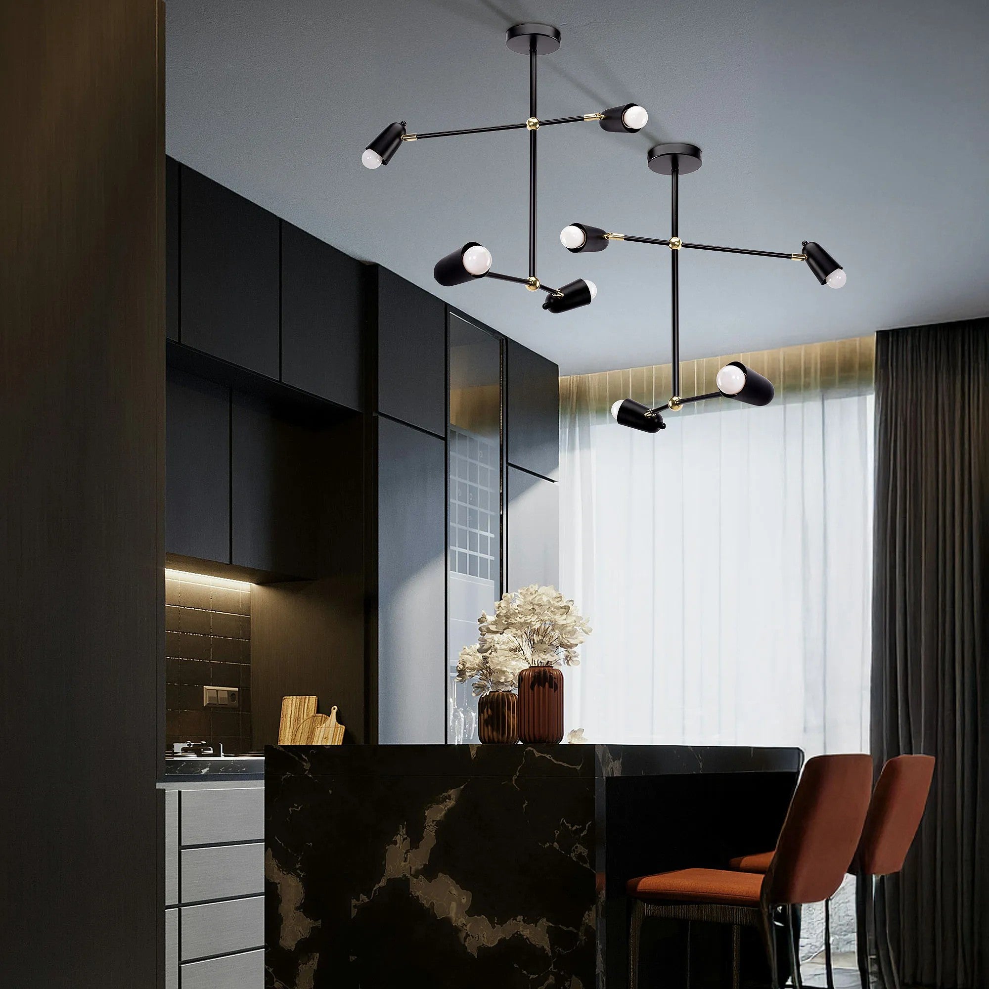 Lampa Wisząca 4-ramienna APP1708-4CP CZARNA + ZŁOTO 2