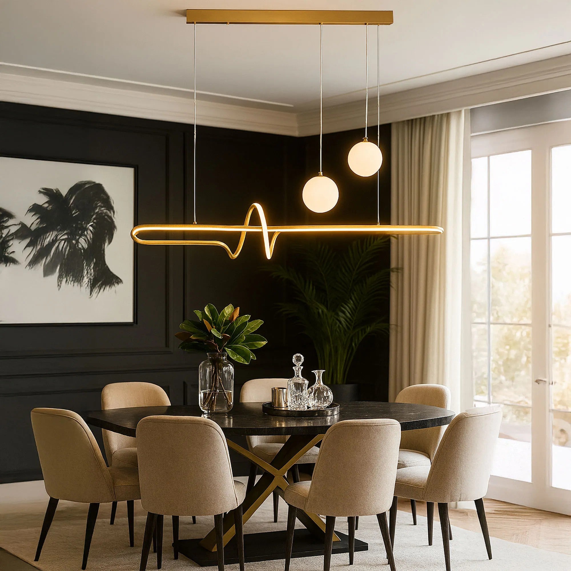 LAMPA SUFITOWA WISZĄCA LED LHJ039-CP ZŁOTA SZCZOTKOWANA 2