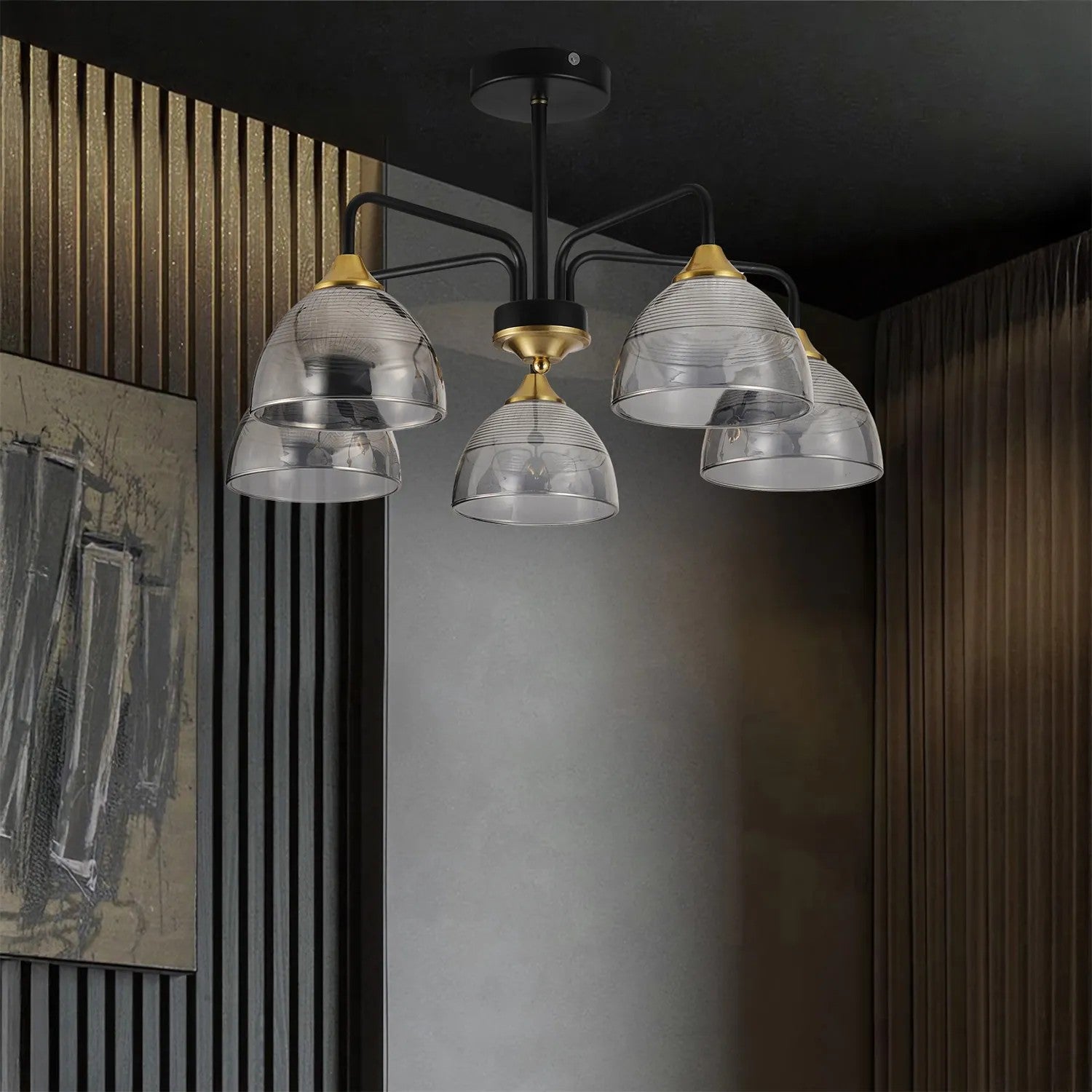 LAMPA SUFITOWA WISZĄCA G085-5C Czarna Lustrzana 2