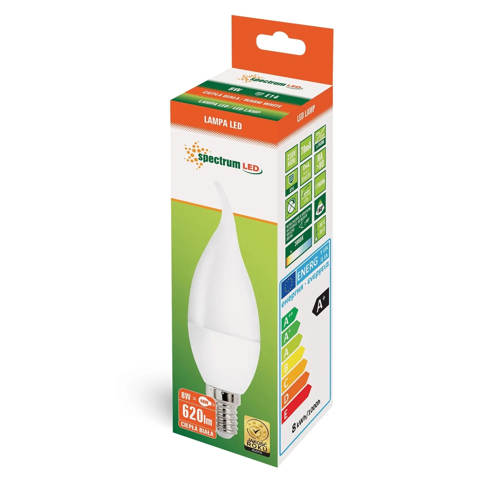 Żarówka LED Ciepła E-14 230V 8W Dekoracyjna 14225 2