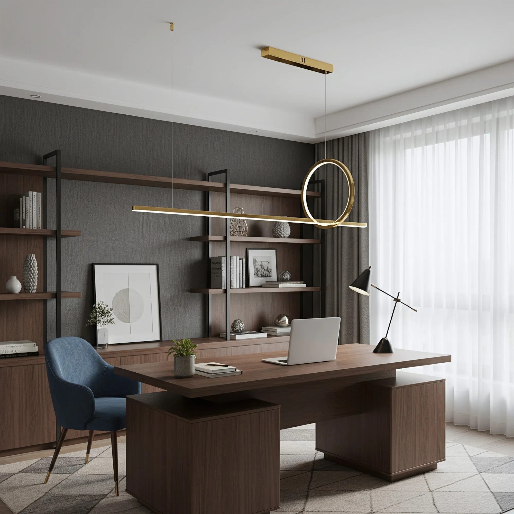 LAMPA SUFITOWA WISZĄCA LED LHJ111-CP C ZŁOTA SZCZOTKOWANA 2