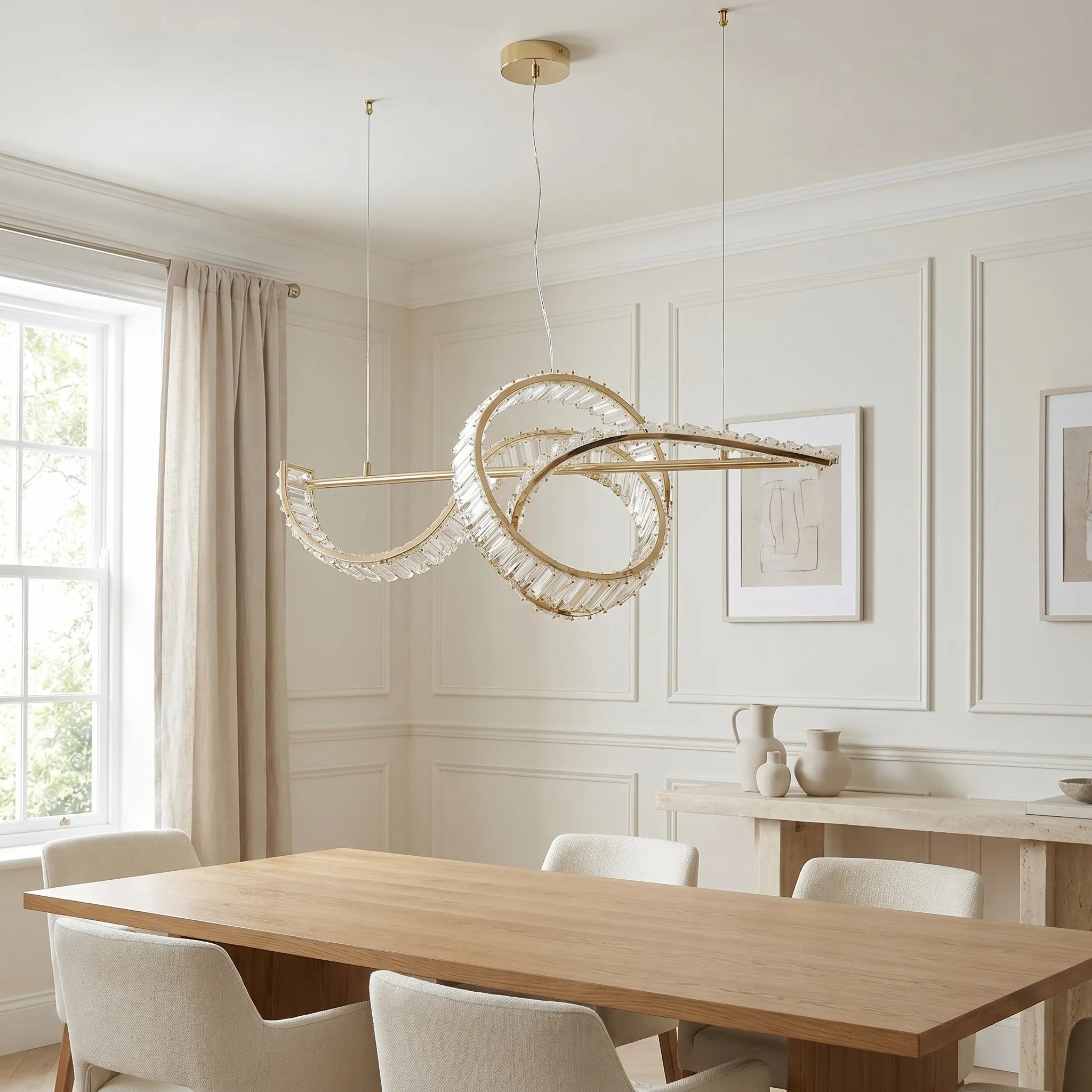 LAMPA SUFITOWA WISZĄCA KRYSZTAŁOWA LED SWE082-CP ZŁOTA 2