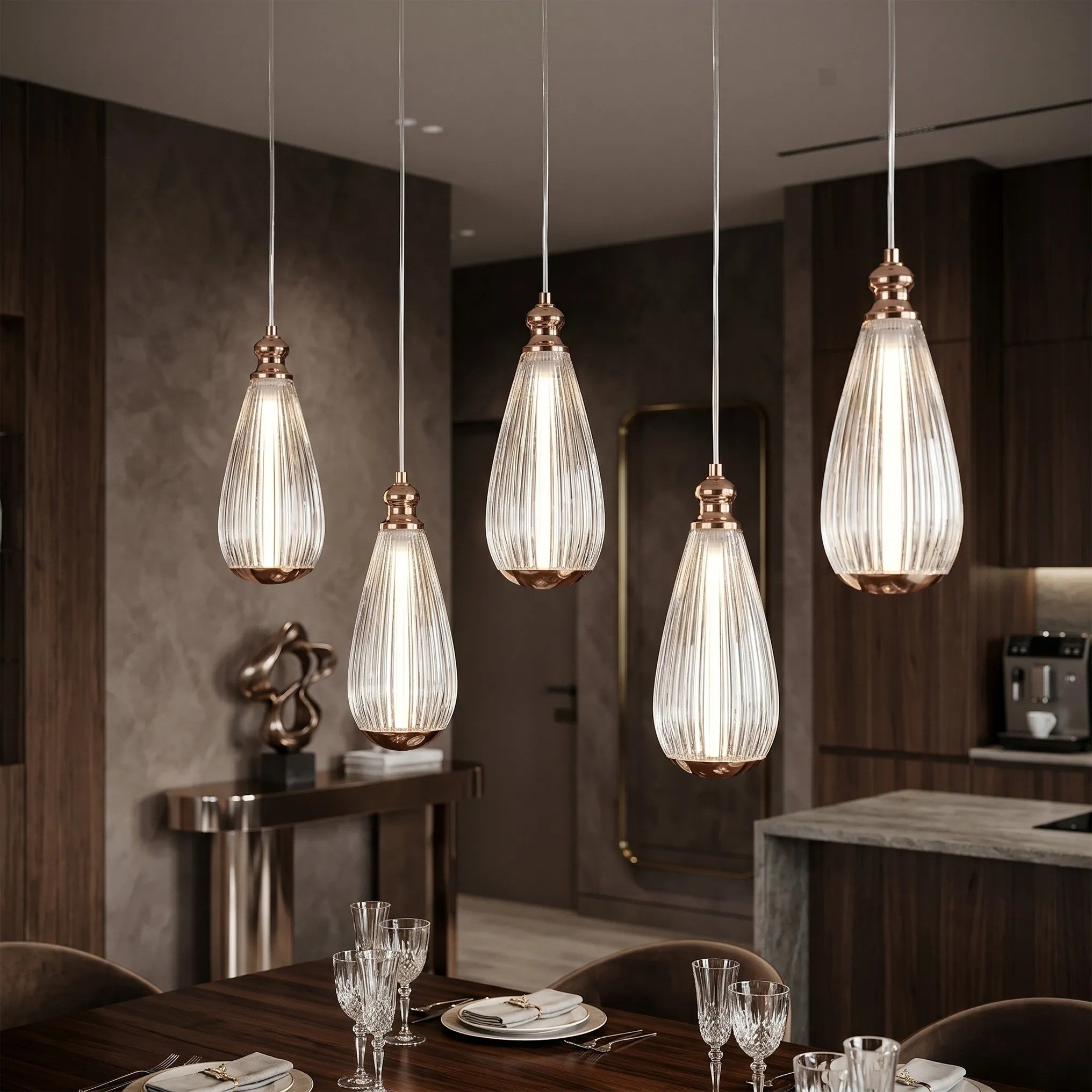 Lampa Sufitowa Wisząca LHJ120-CP Jasne Różowe Złoto 2