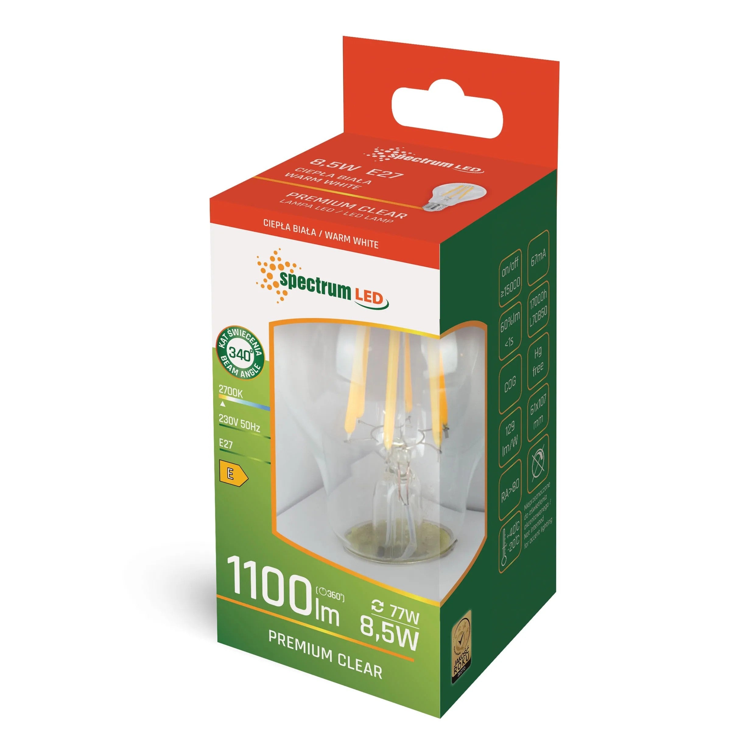 Żarówka LED GLS E-27 8,5W WOJ+14595 2