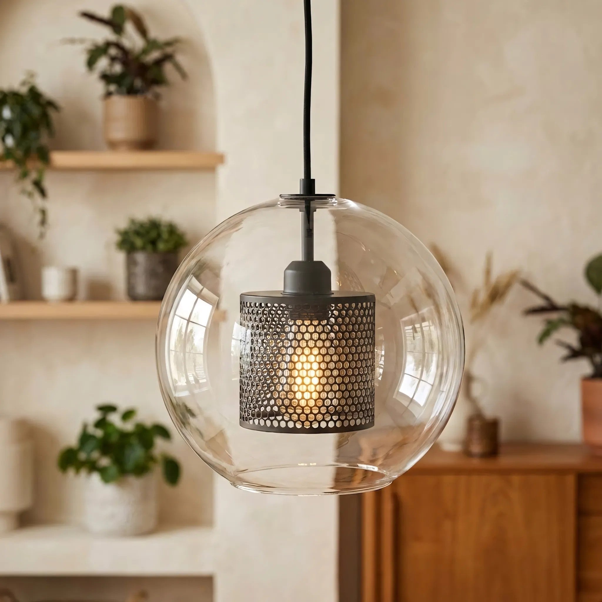 Lampa Wisząca Szklana Loft APP558-1CP 25cm Czarna 2