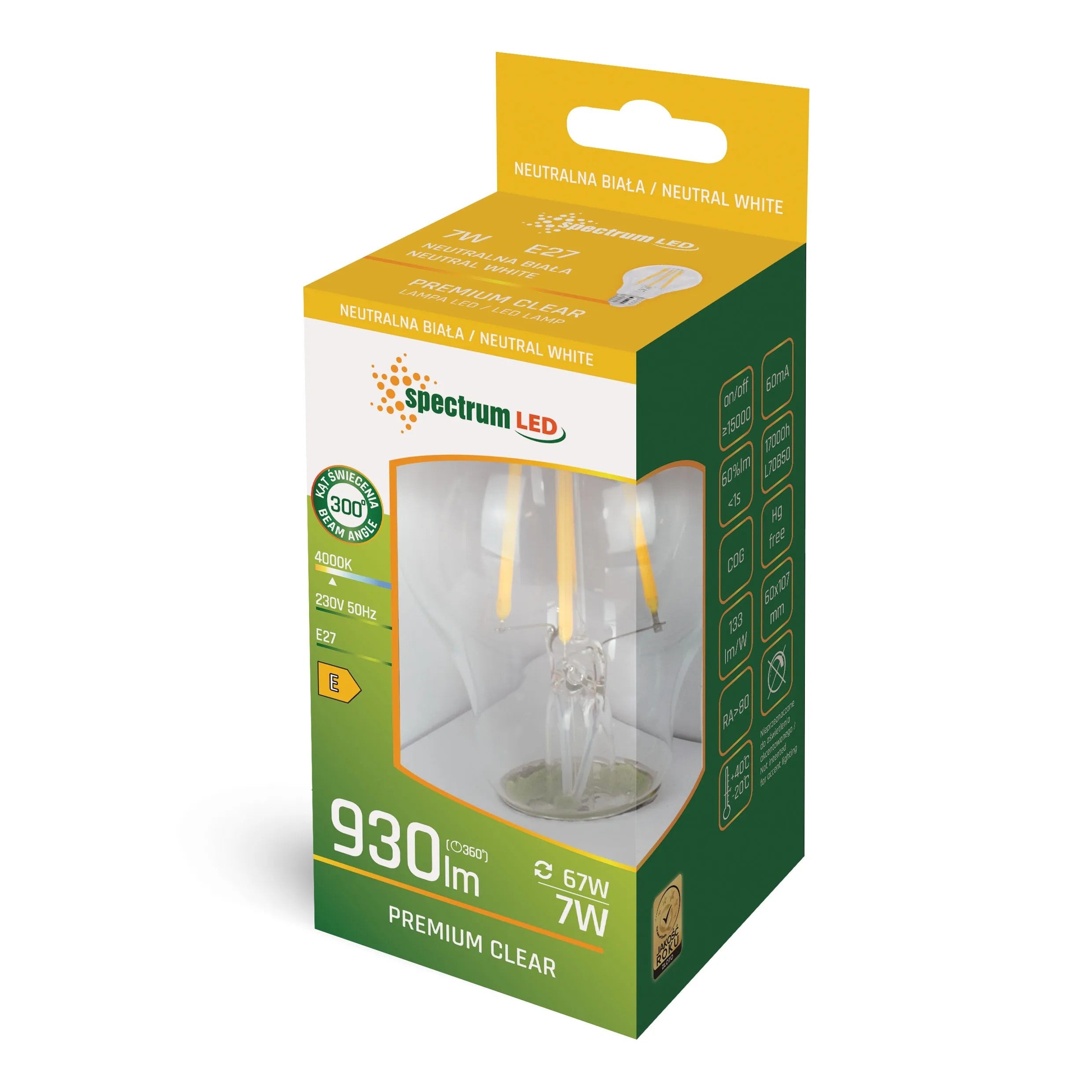 ŻARÓWKA LED Neutralna GLS E-27 230V 7W COG WOJ+14600 2