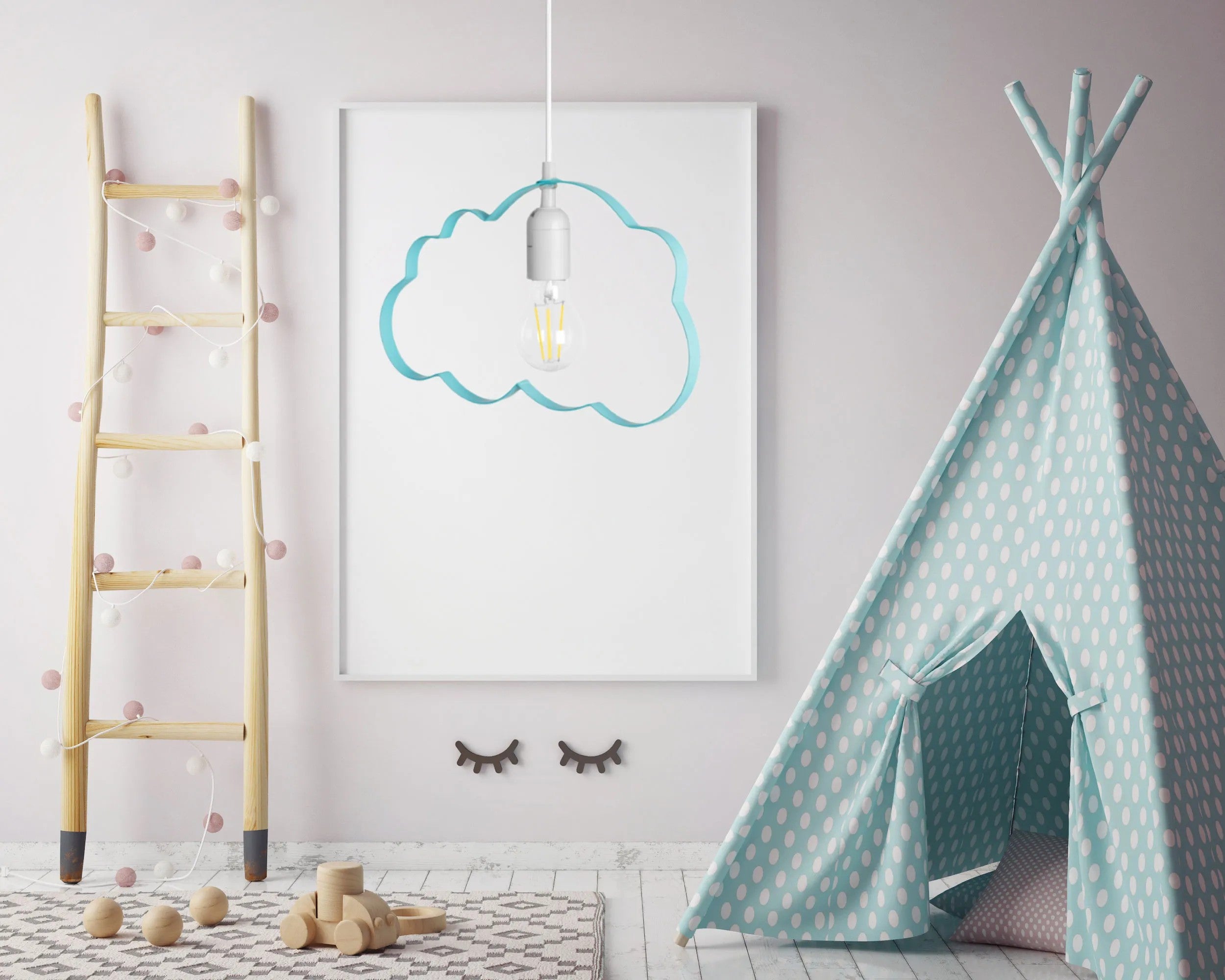 LAMPA WISZĄCA CHMURKA BŁĘKITNA 2