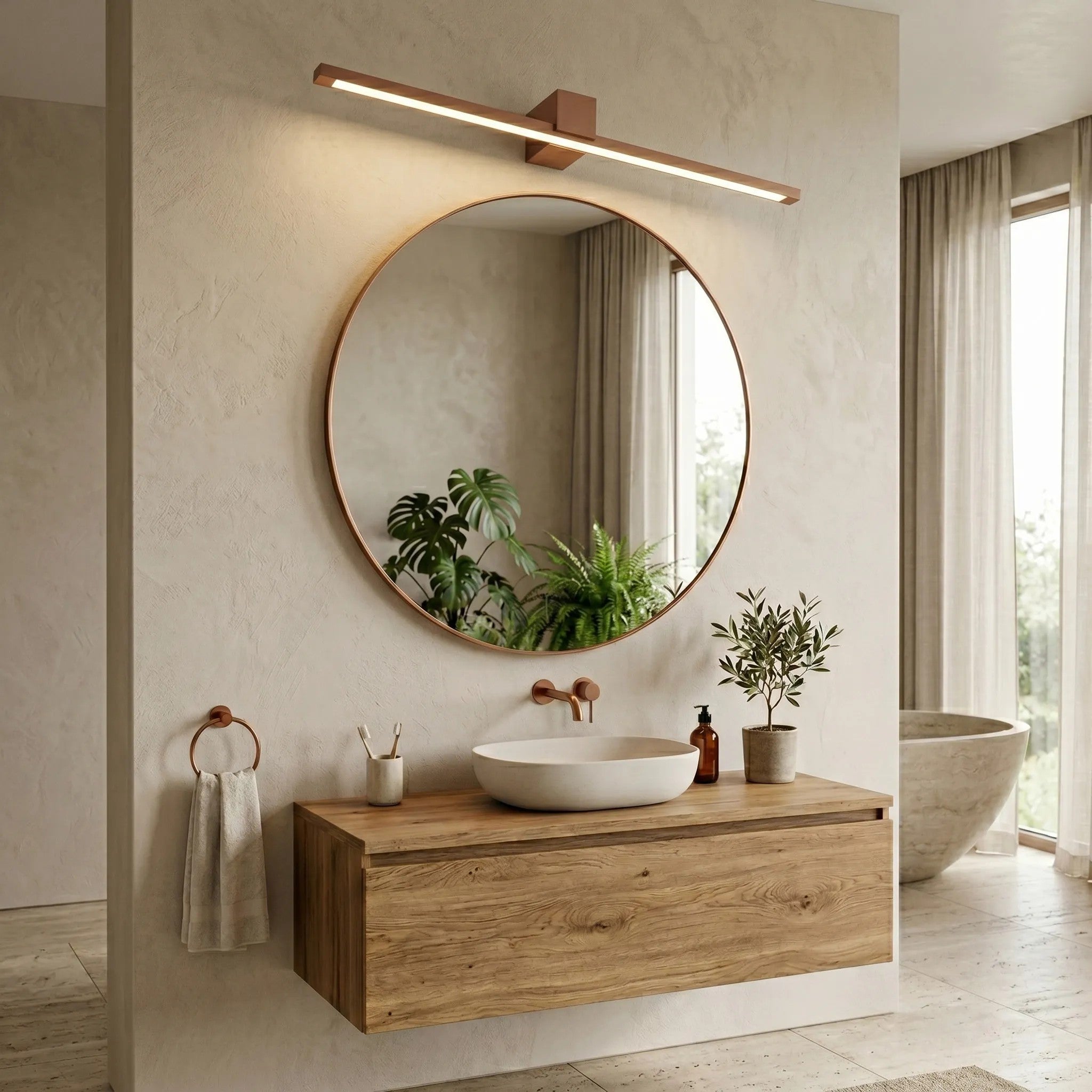 Kinkiet Łazienkowy LED SWE054-1W 80 Cm Miedź Szczotkowana 2