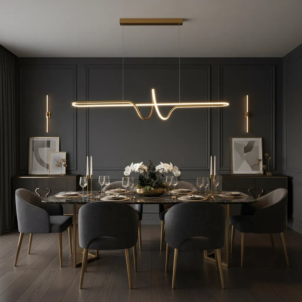 LAMPA SUFITOWA WISZĄCA LED LHJ038-CP ZŁOTA SZCZOTKOWANA 2