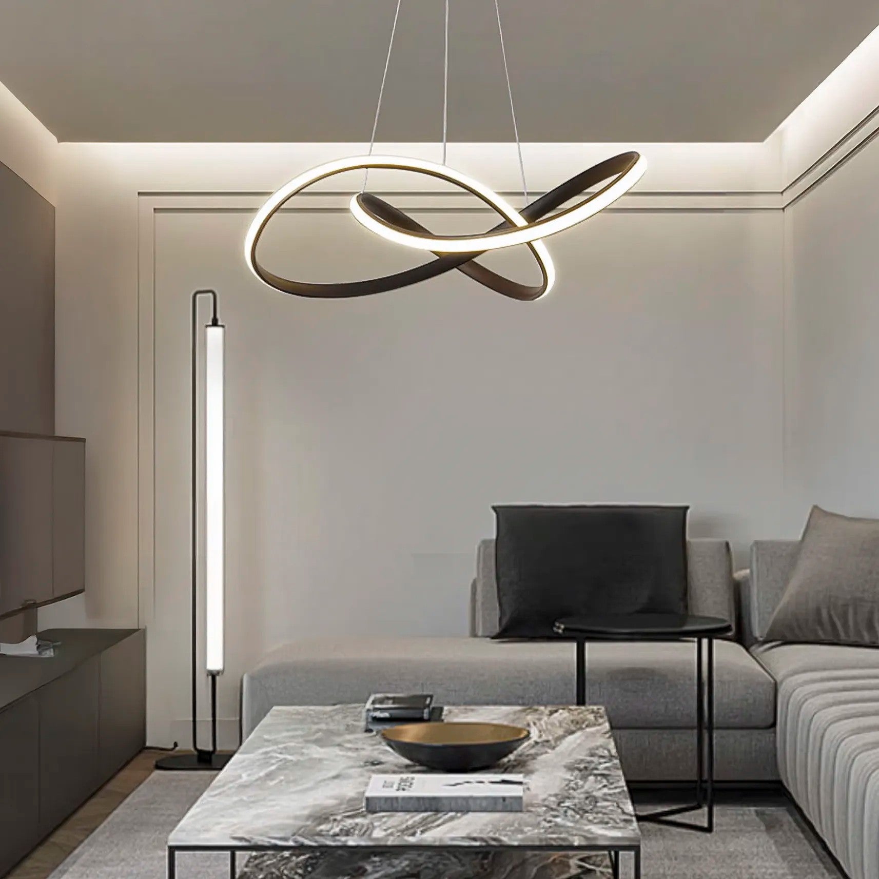 LAMPA SUFITOWA WISZĄCA LED G006-CP Czarna + PILOT 2