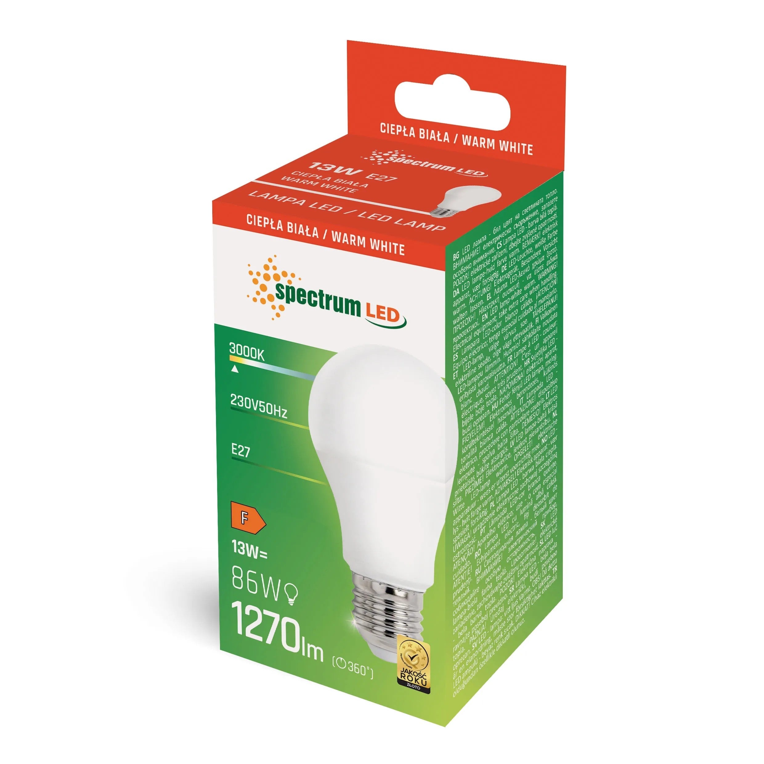 Żarówka LED Ciepła E-27 230V 13W Woj+13892 2