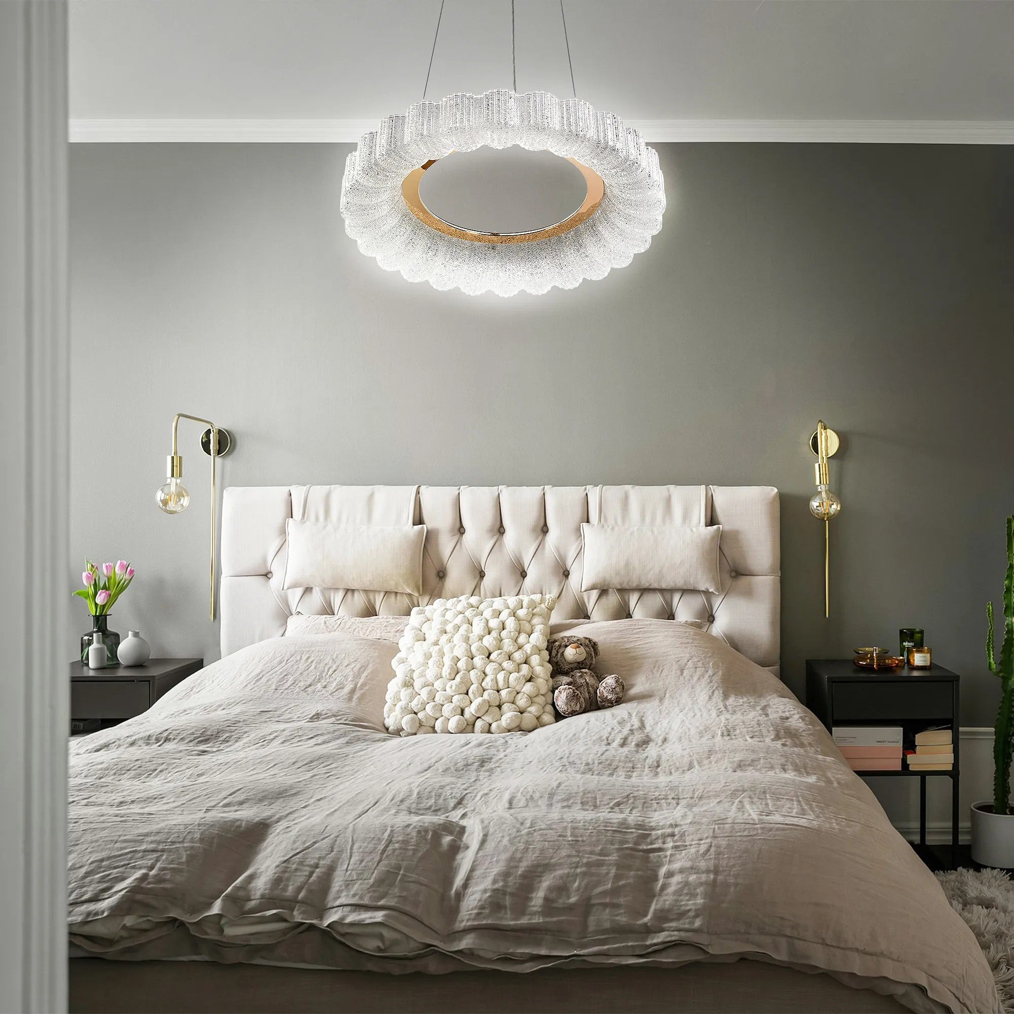 LAMPA WISZĄCA LED MS018-CP Różowe Złoto 40cm 2
