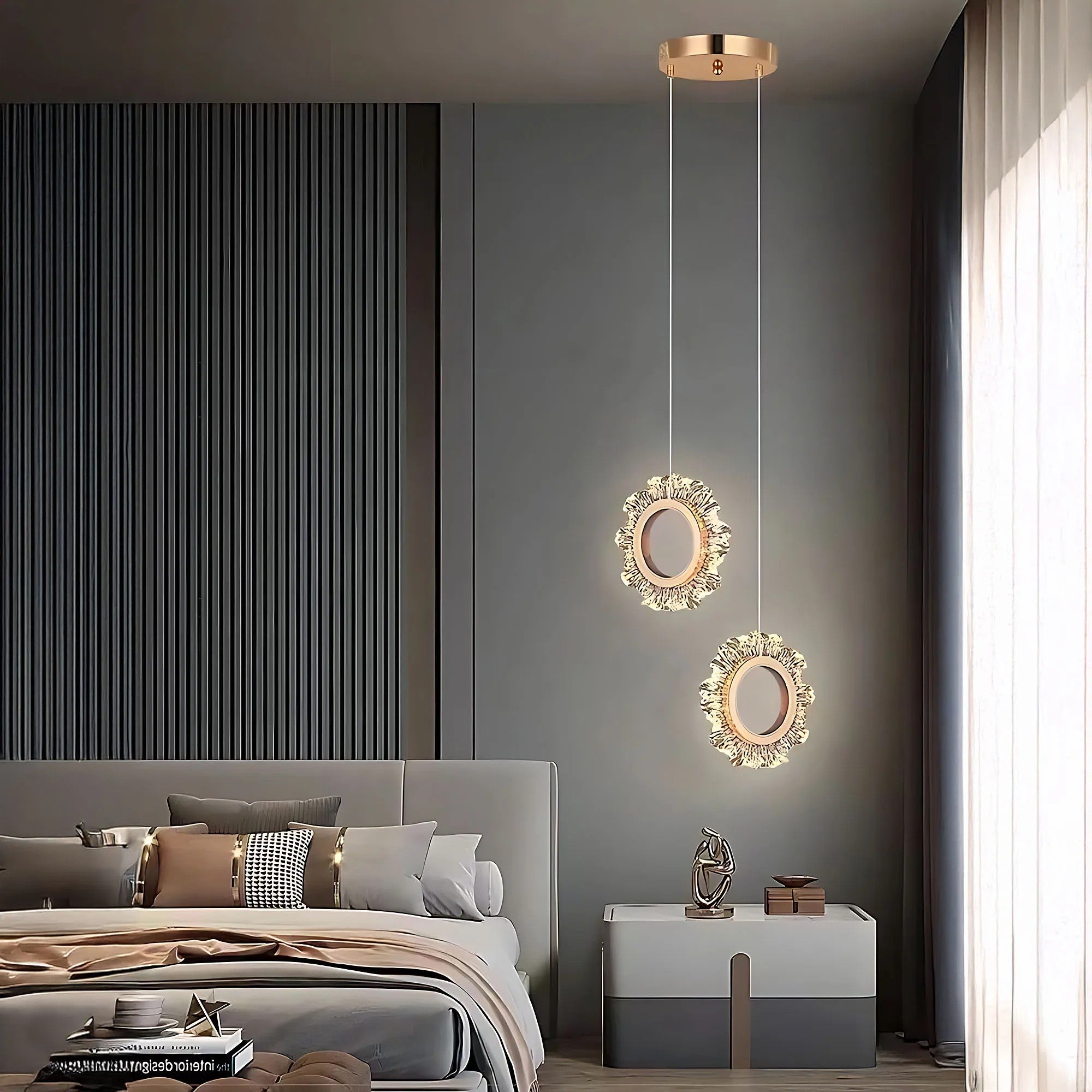 LAMPA SUFITOWA WISZĄCA LED LHJ103-2CP ZŁOTA 2