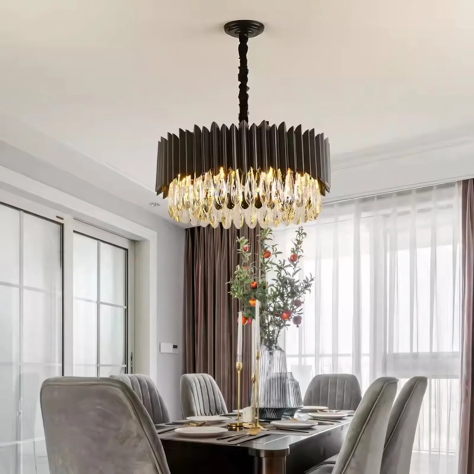 Lampa Sufitowa Wisząca APP1657-8CP Czarna 2