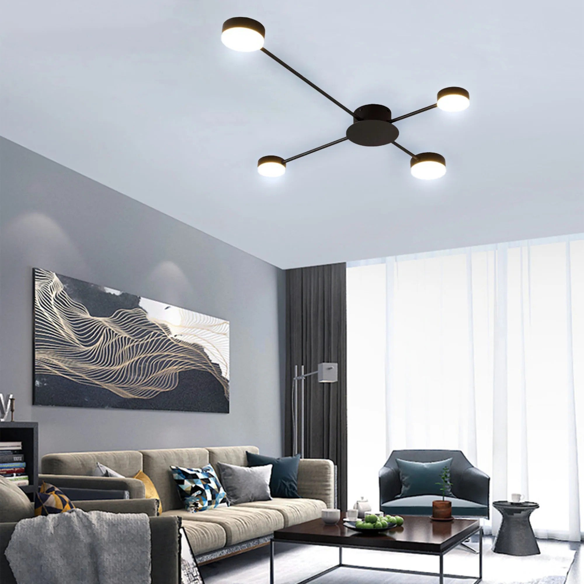 LAMPA SUFITOWA 4-RAMIENNA LED APP519-4C Czarna 2