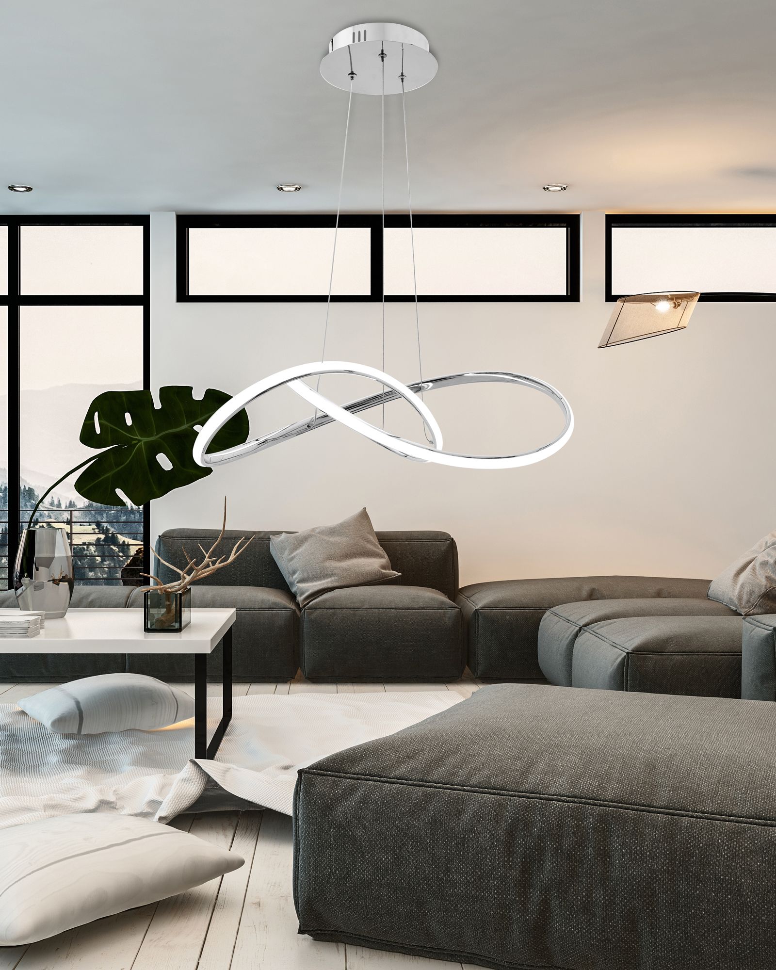 Lampa Sufitowa Wisząca Ring Nowoczesna Led + Pilot App393-cp Chrom