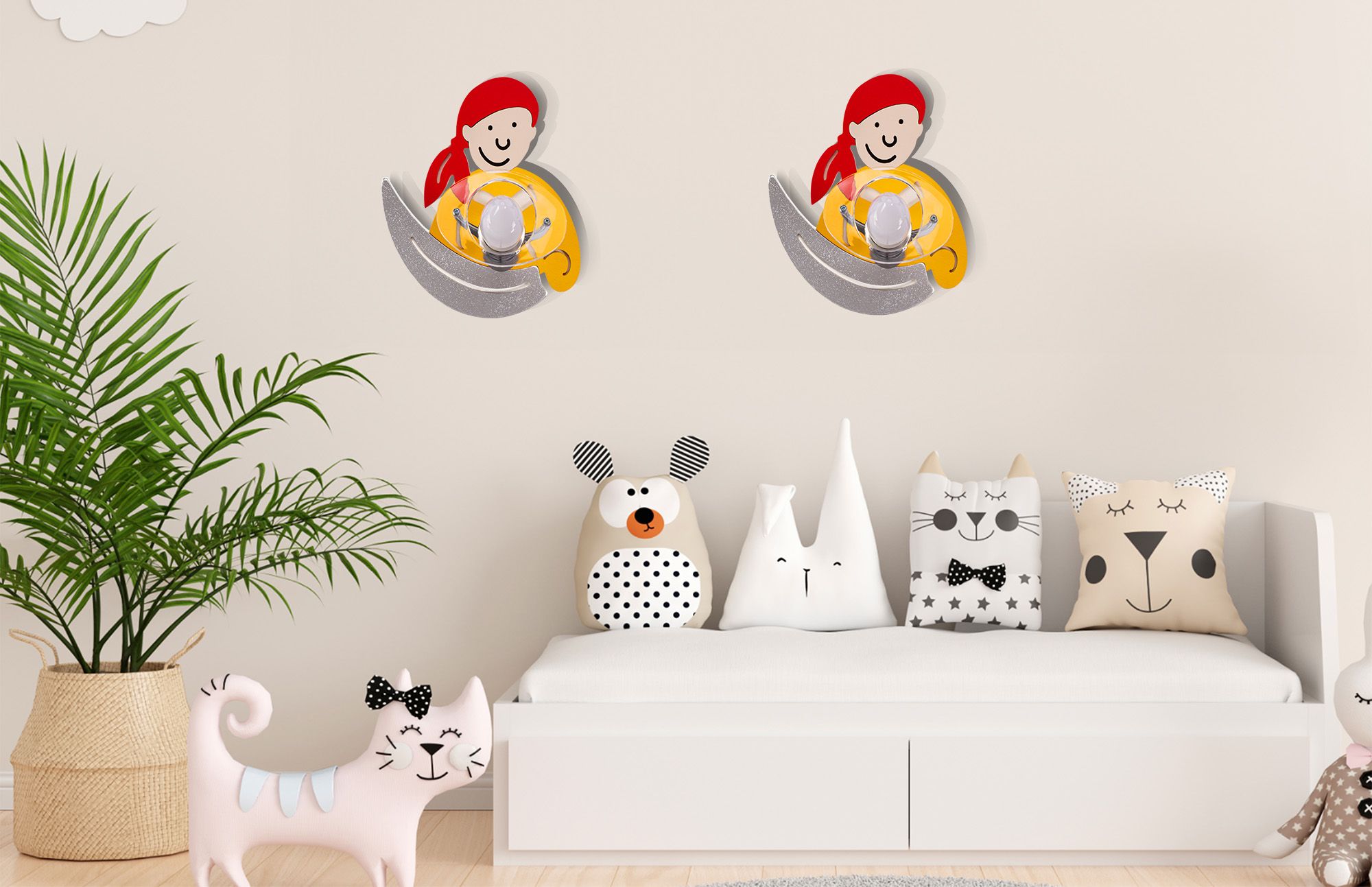 Lampa ścienna kinkiet żółty pirat 4717