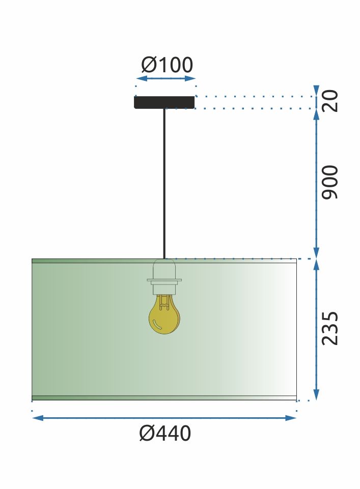 Lampa Wisząca  44cm APP955-1CP Niebieska