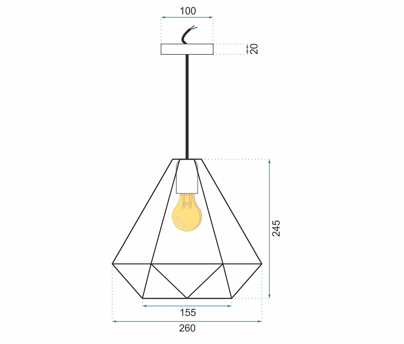 Lampa Sufitowa Trójkątna Geometryczna App252-1cp Czarna