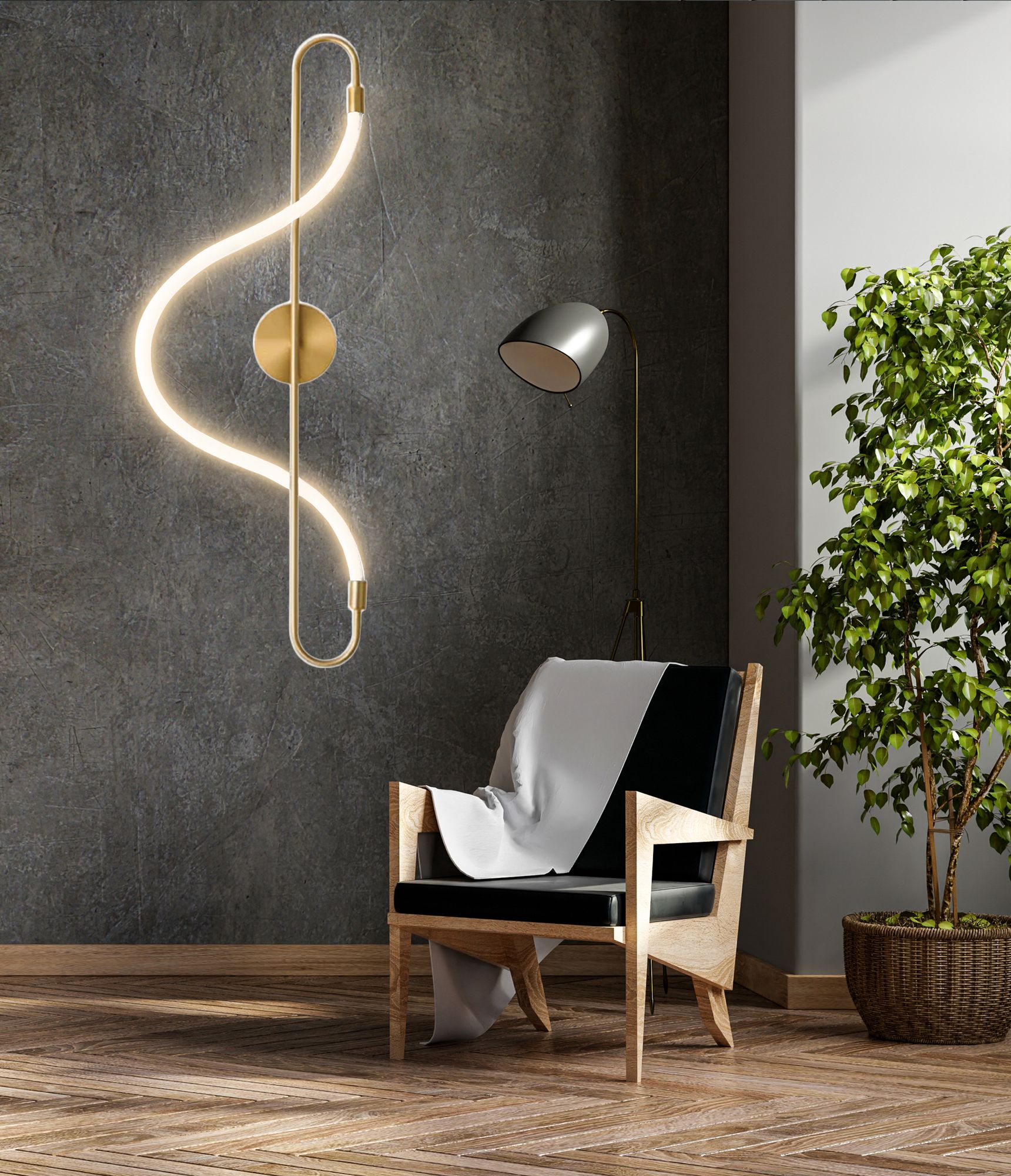 Lampa ścienna kinkiet LED APP858-W Long Złota