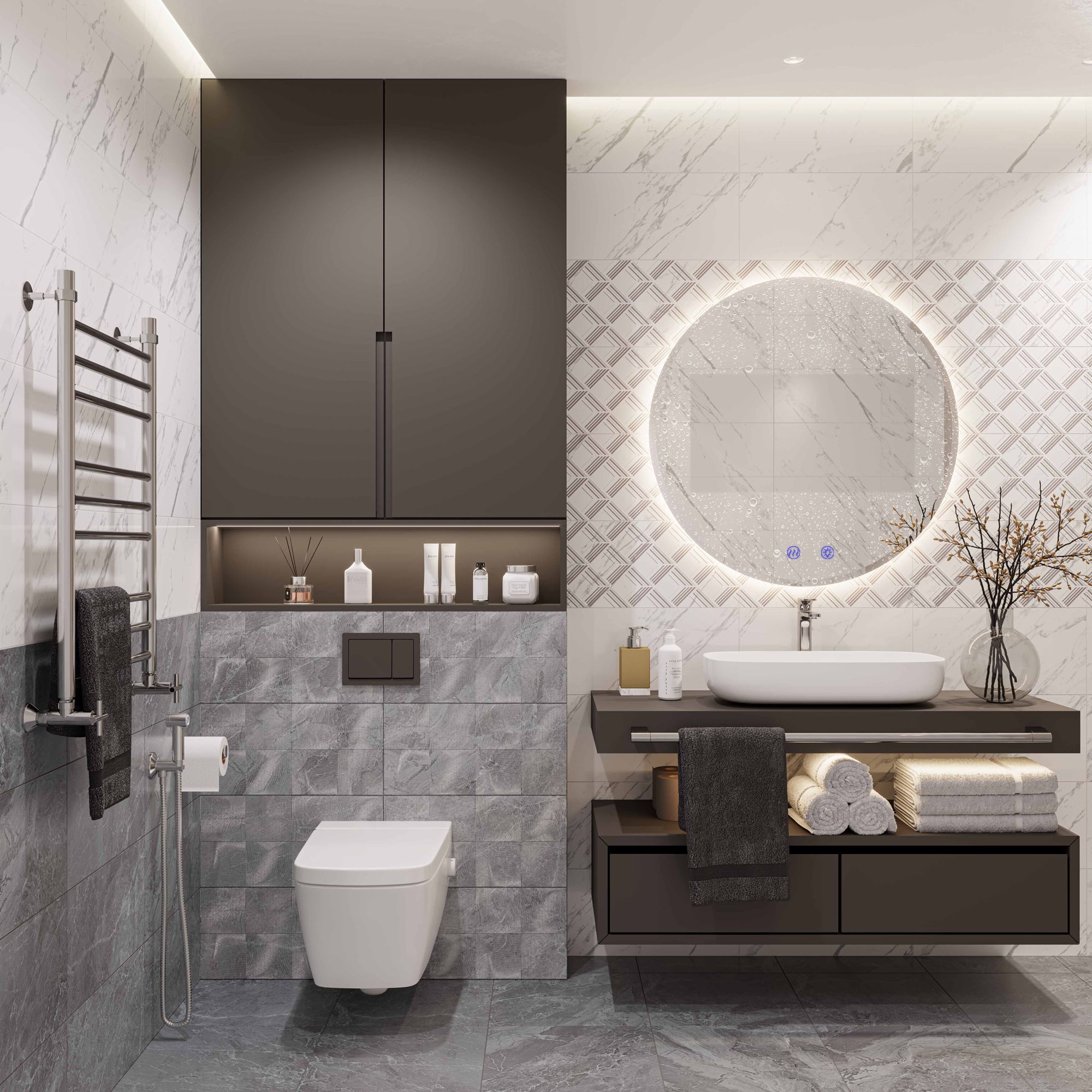 Lustro ścienne led 50cm hzj050