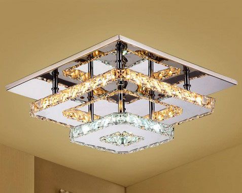 Lampa Sufitowa Kryształowa Plafon LED 24W Kwadratowa APP409-C APP410-C