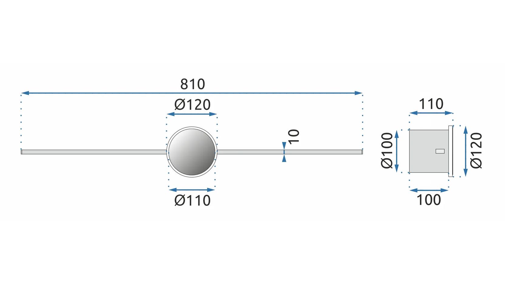 Kinkiet Łazienkowy Led Round Black 80cm App850-1w