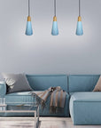 Lampa wisząca niebieska metalowa + drewno Faro Ledea 50101258