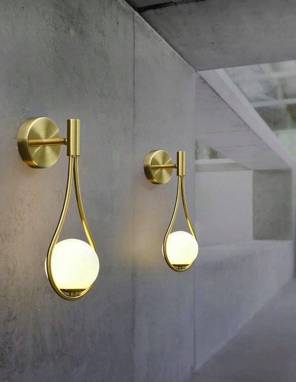 Lampa Ścienna Kinkiet Szklana Kula APP603-1W Złota