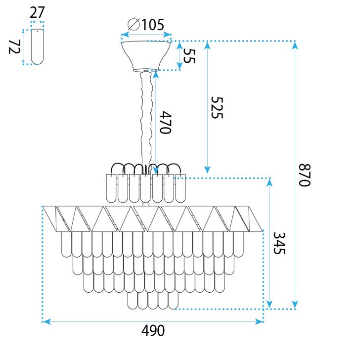 Lampa Wisząca Z Kryształami SWE076-CP 50cm Złota 11