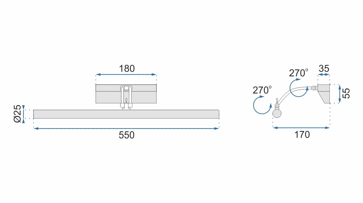 Lampa Kinkiet Łazienkowy Led Nad Lustro 7w 55cm App365-1w Chrom