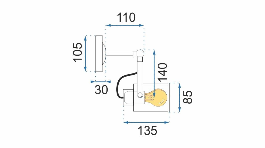 Lampa sufitowa ścienna reflektor APP486-1C Czarna