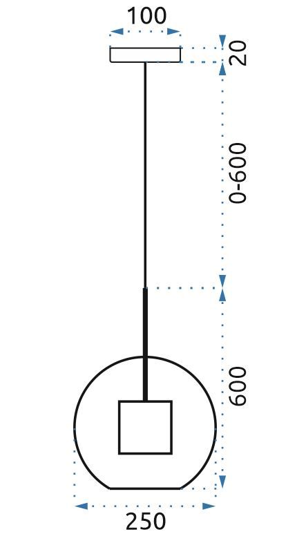 Lampa wisząca szklana loft APP558-1CP 25cm czarna