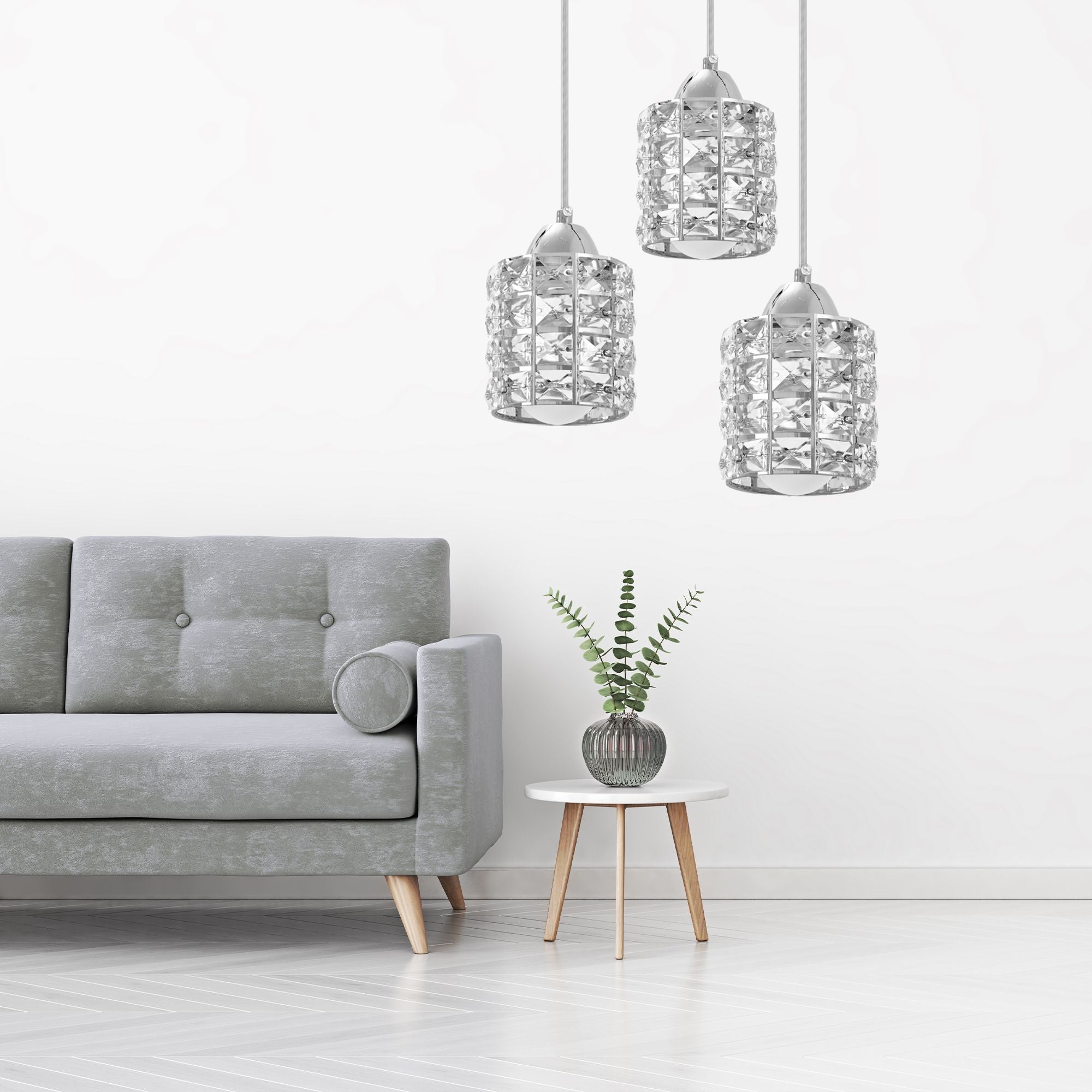 Lampa sufitowa kryształowa APP728-3CP Srebrna
