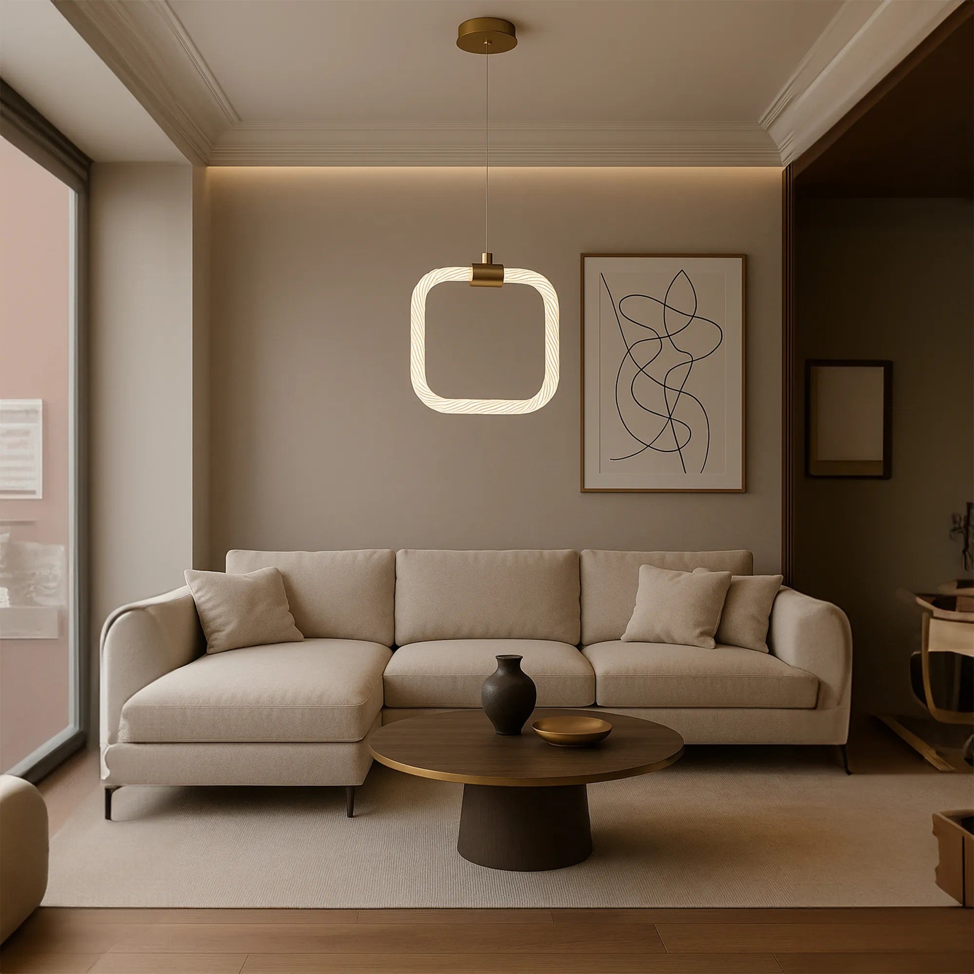 LAMPA SUFITOWA WISZĄCA LED LHJ056-CP1 ZŁOTA SZCZOTKOWANA 3